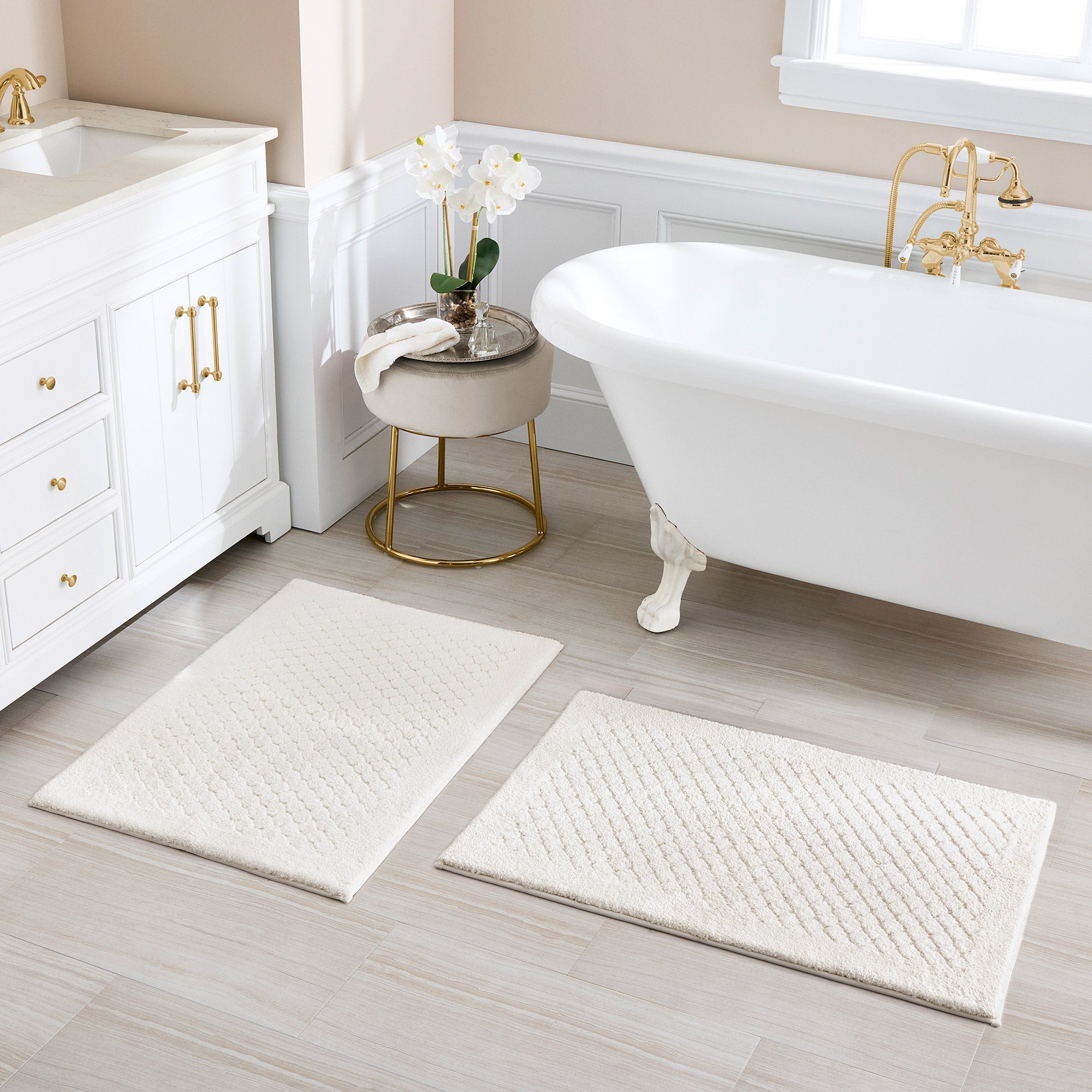 Charisma Drylon Diamond Bath Rugs, 2-pack (White)