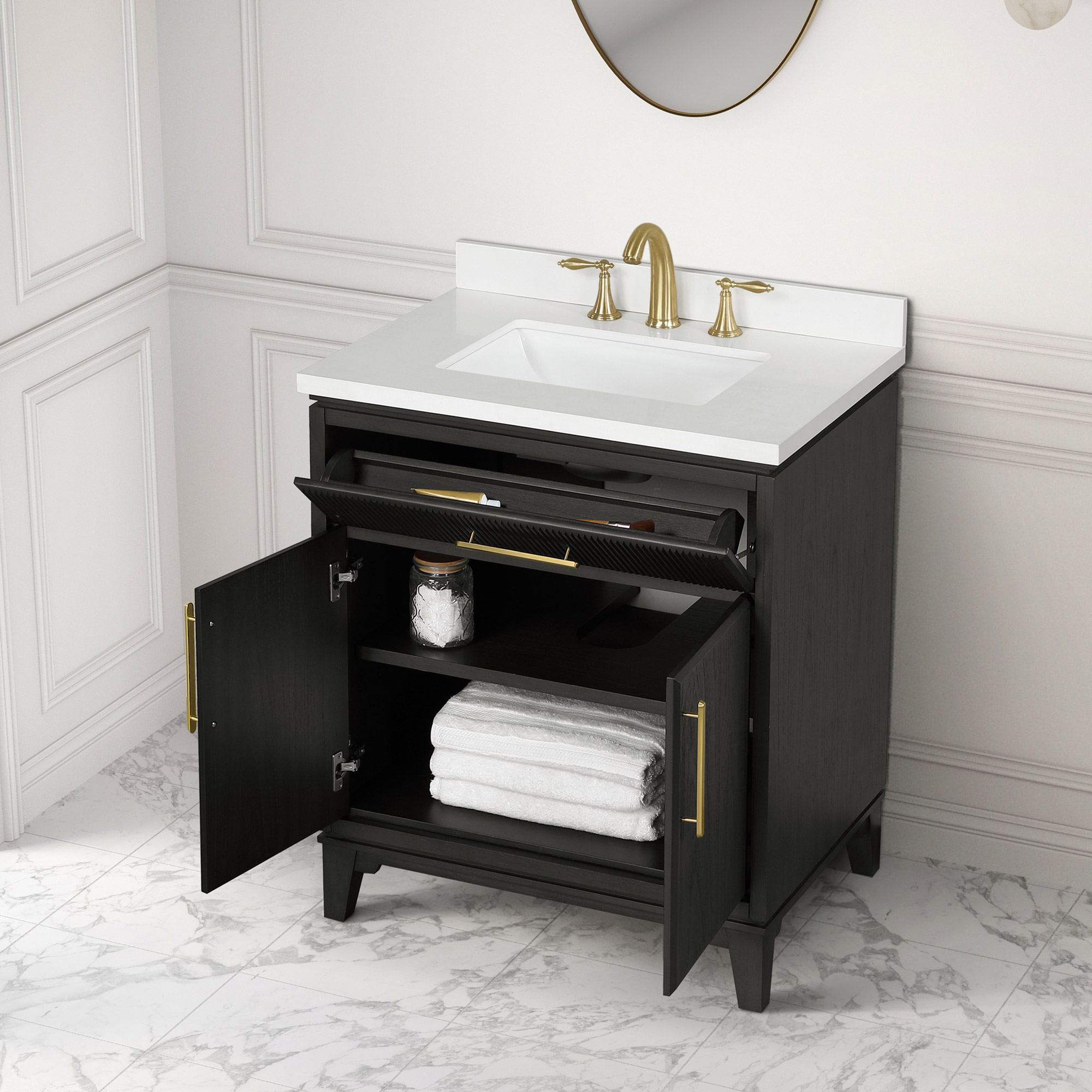 Loxley Rowe Marbella Vanity in Dark Ebony with Quartz Top | Costco