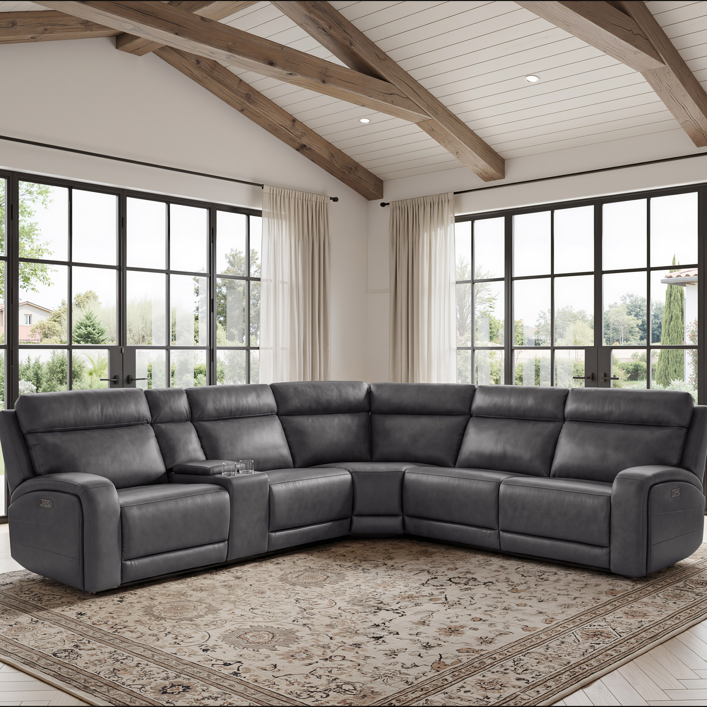 Gilman Creek 6-piece Top-grain Leather Power Reclining Sectional
