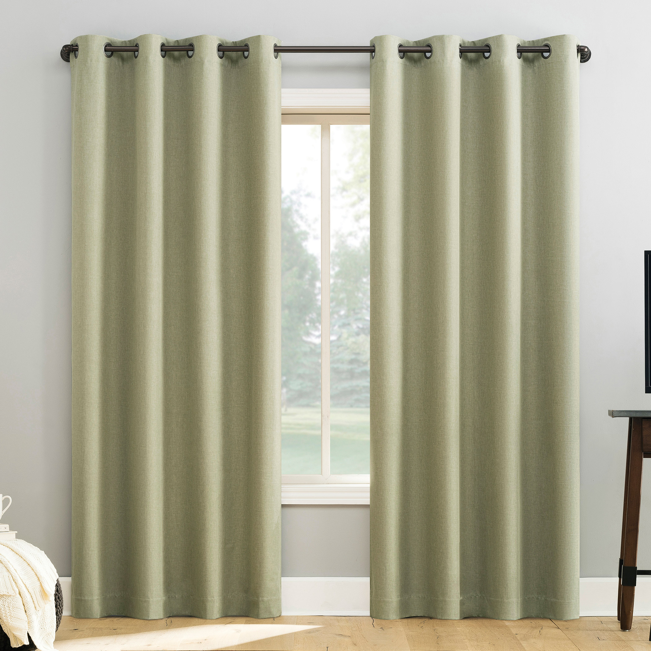 Sun Zero Pratt Tonal Texture Fleece Insulated 100% Blackout Window Curtains  2-pack