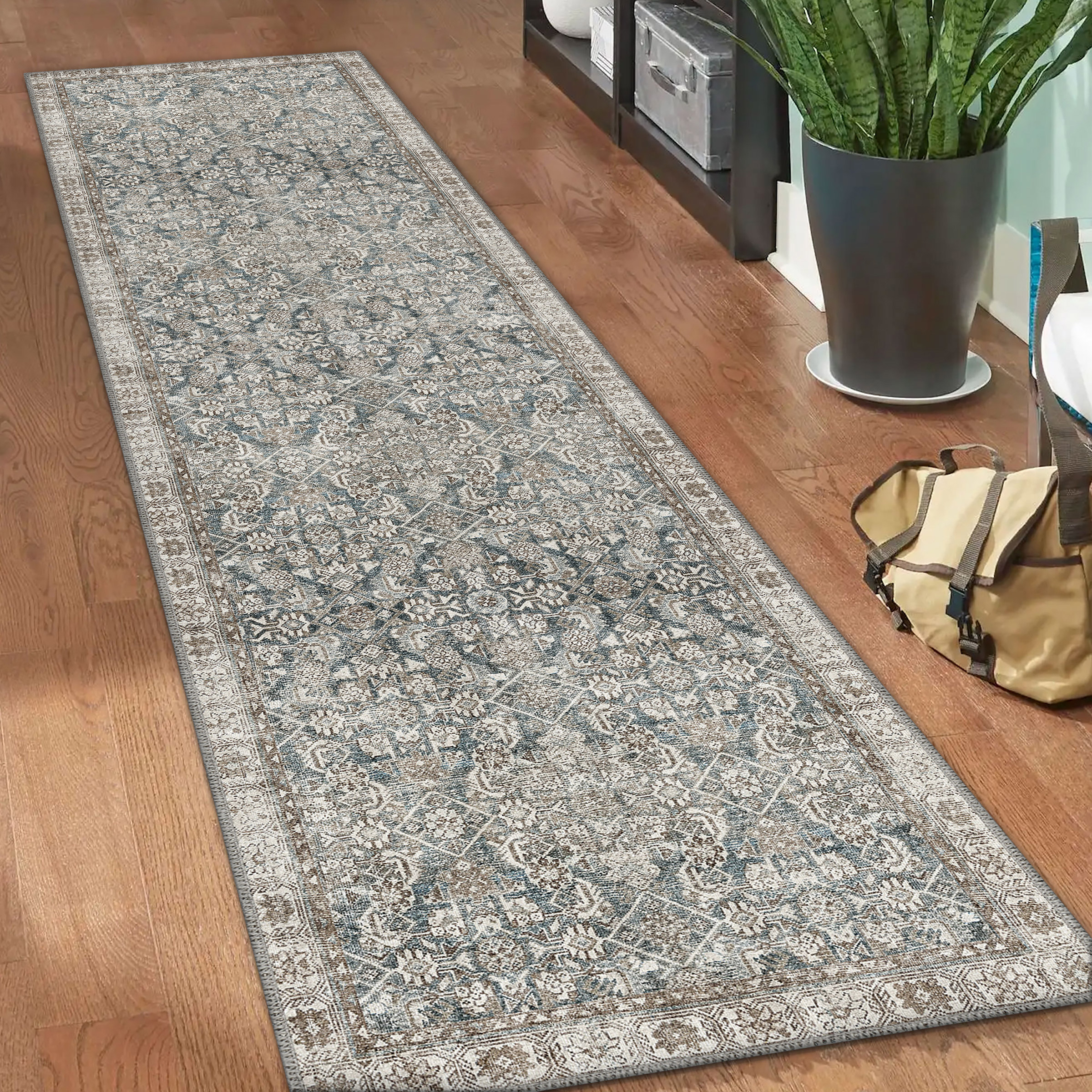 Apache Chenille Runner Rug  Celyse Blue  2' x 8'