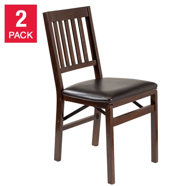 Stakmore Wood Folding Chair with Bonded Leather Seat Stakmore Wood Folding Chair with Bonded Leather Seat