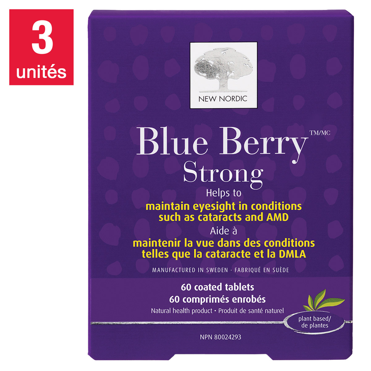 New Nordic Blue Berry Strong, 3 x 60 comprimés