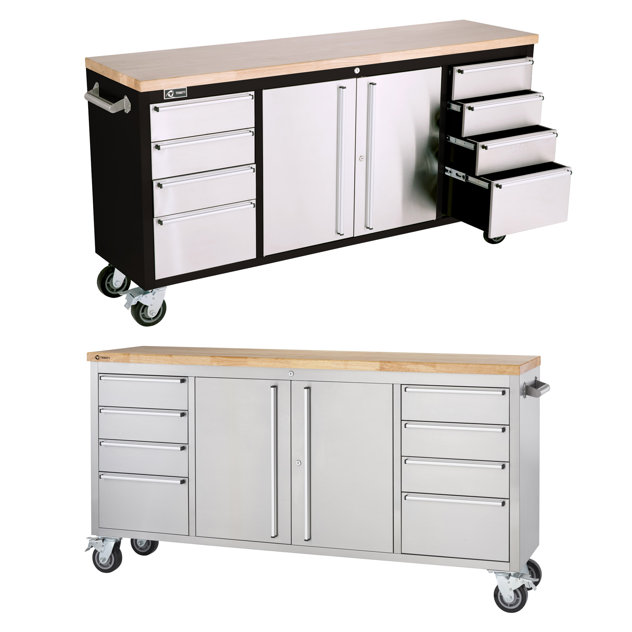 Trinity 72 in. Stainless-steel Rolling Workbench
