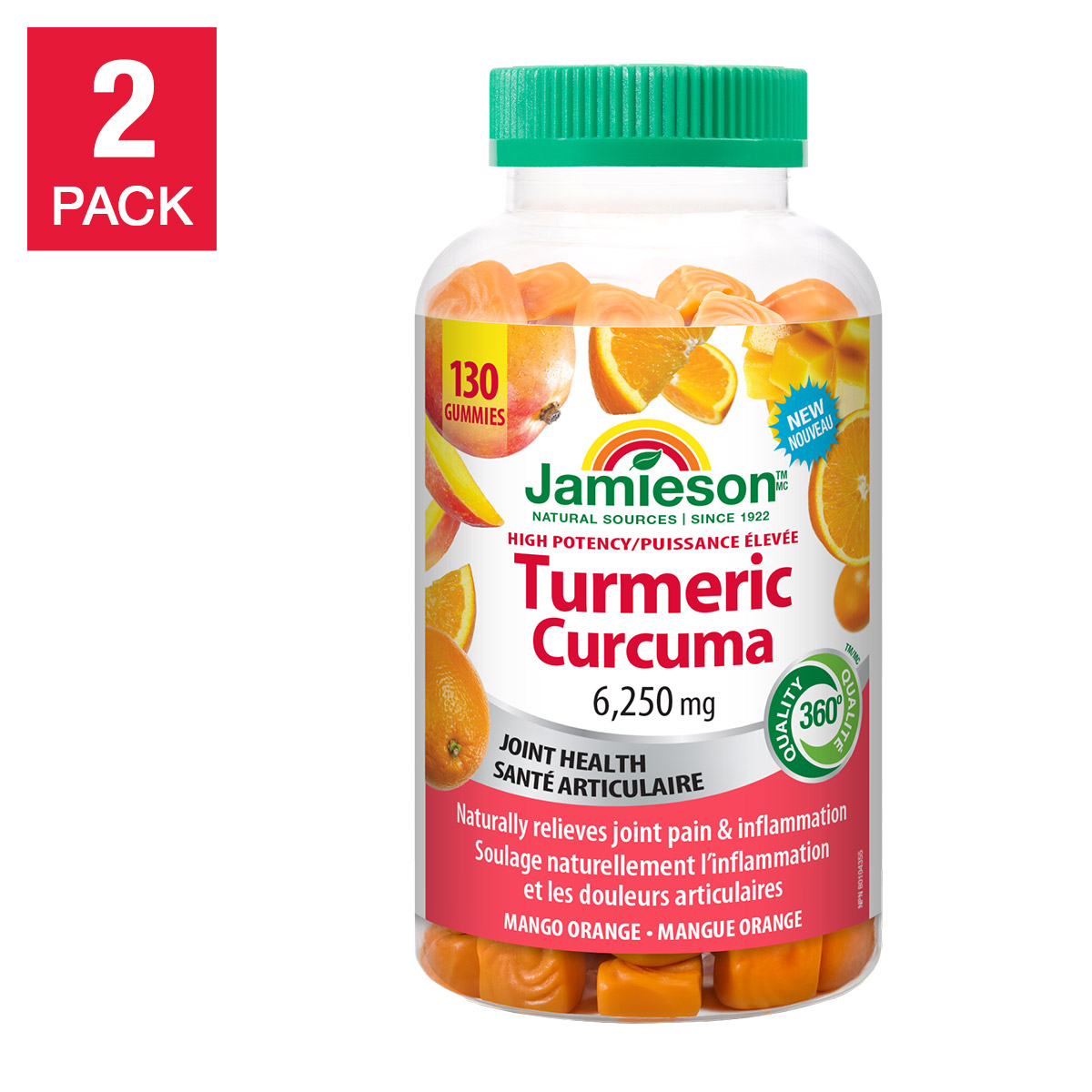 Jamieson High Potency Turmeric 6,250 mg, 2 x 130 Gummies