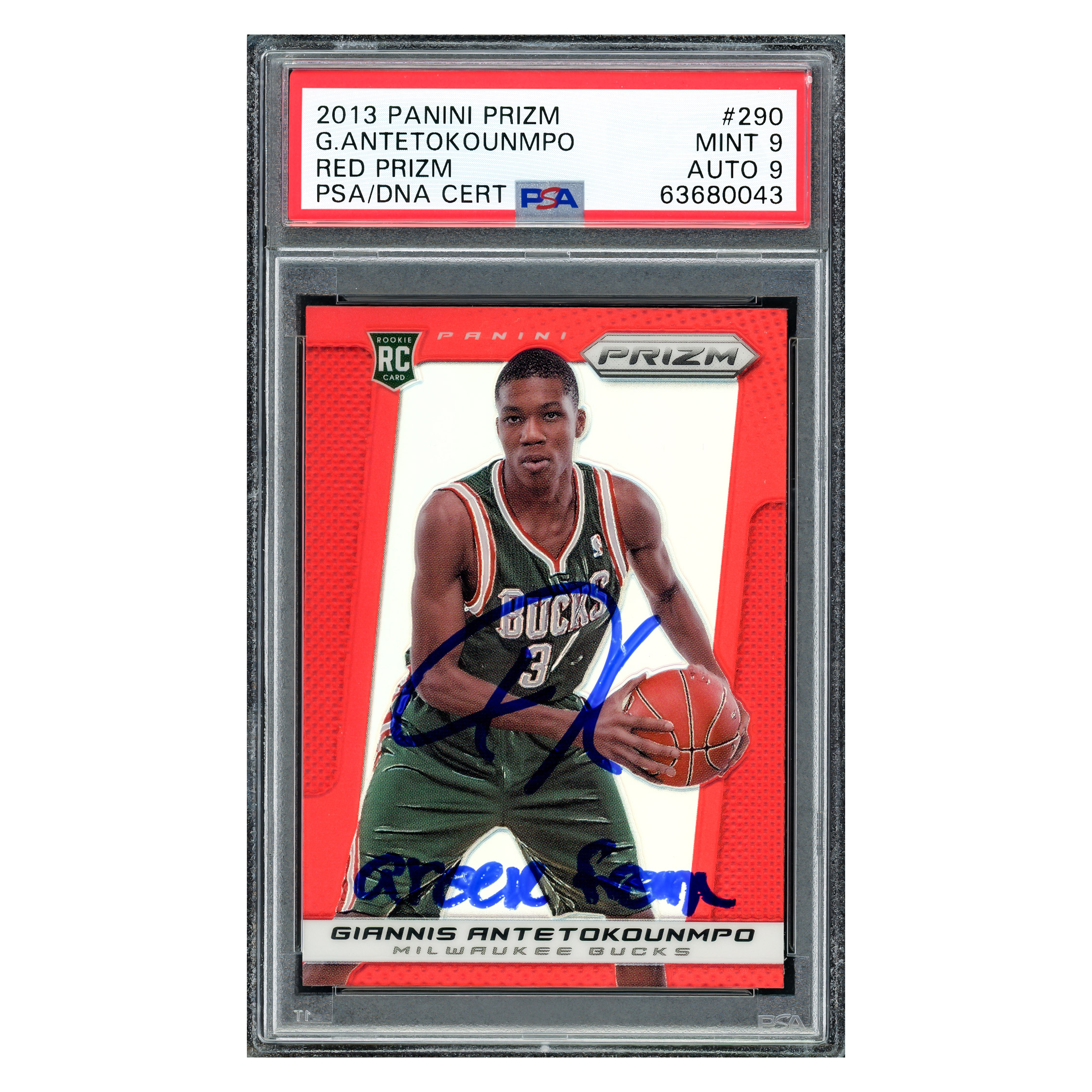 Giannis Antetokounmpo Autographed 2013 Panini Prizm Red Rookie