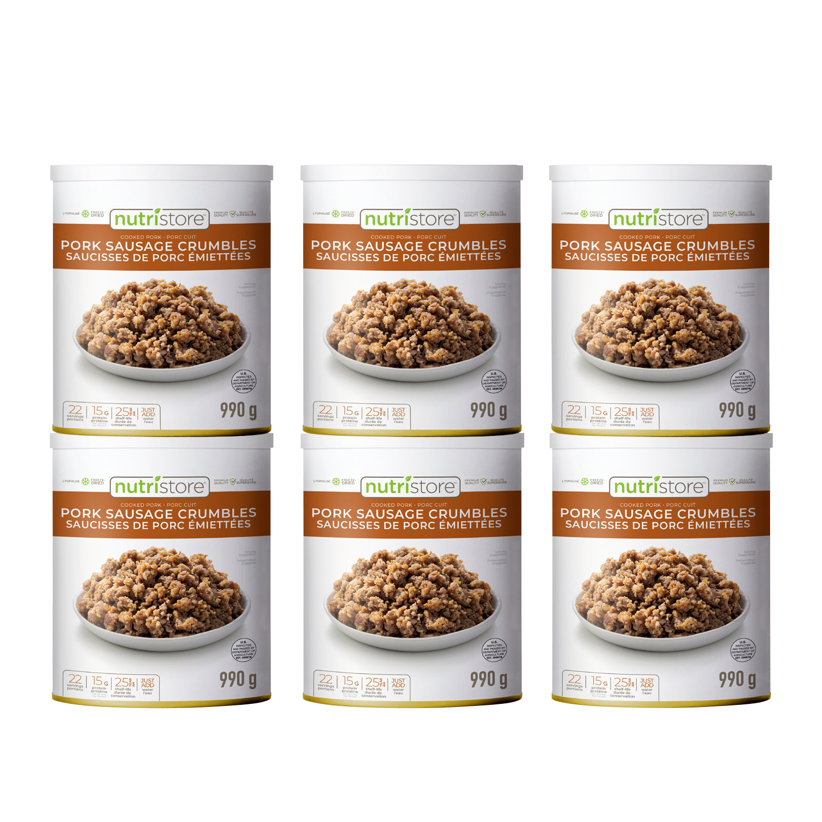 Nutristore Freeze Dried Sausage Crumbles, 6 x 990 g