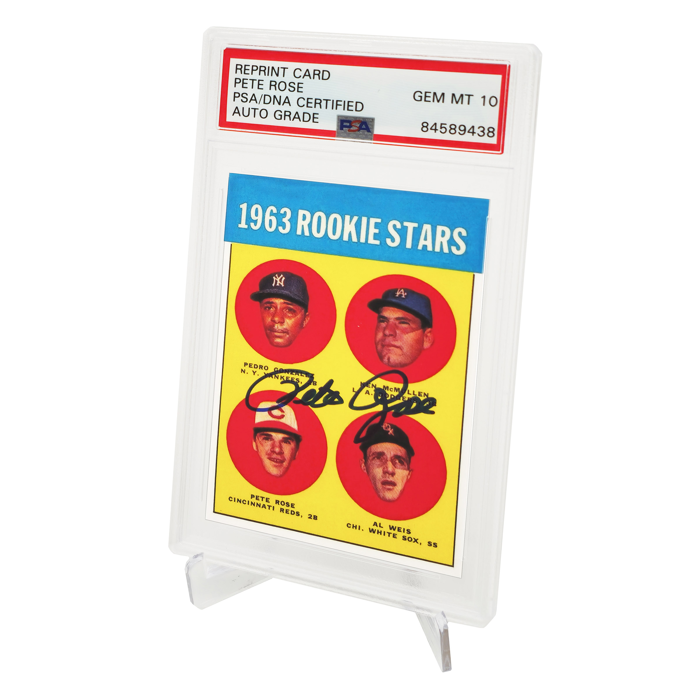 Pete Rose Autographed 1963 Topps Rookie Reprint Card #537