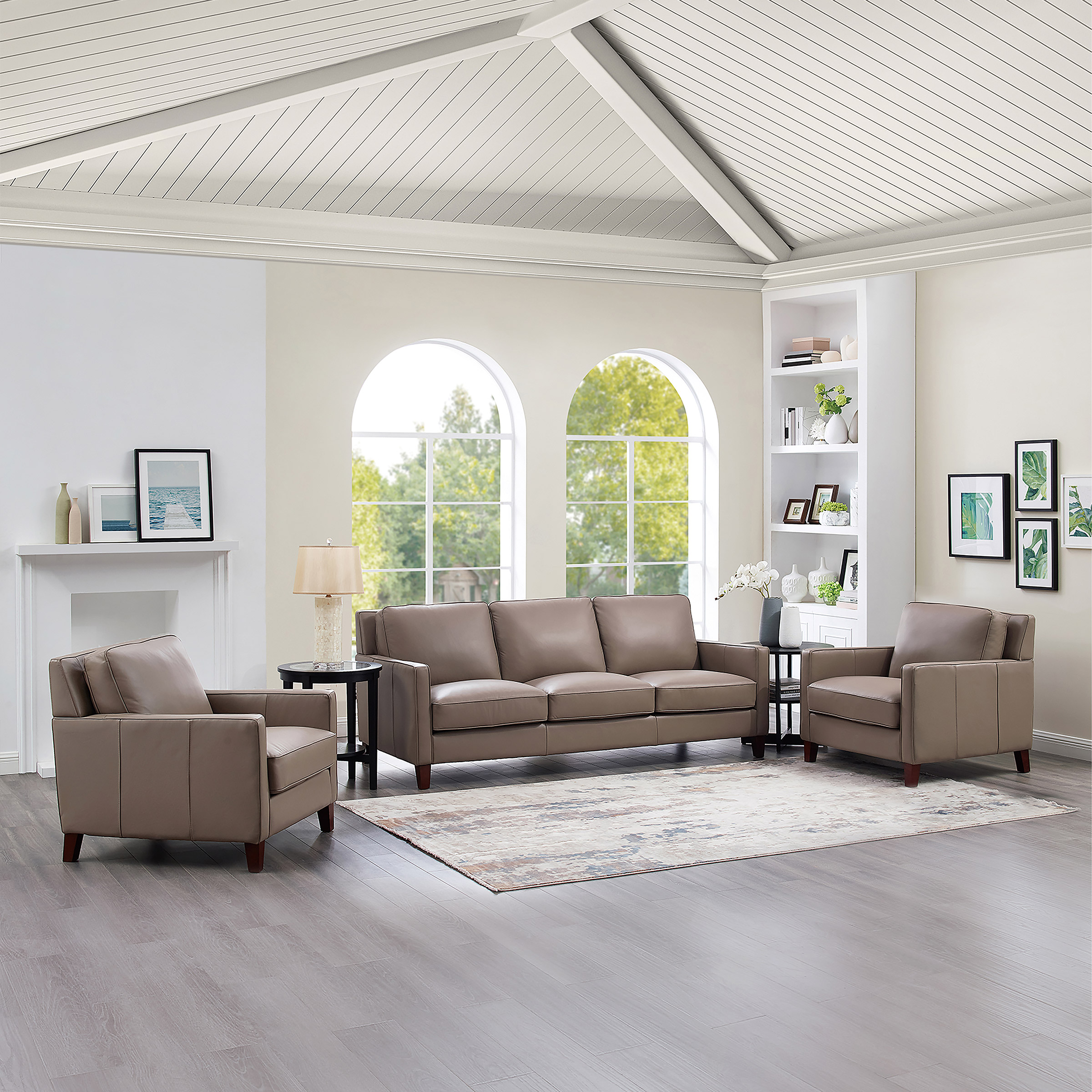 Prospera Home West Park Top-grain Leather Sofa and 2 Chairs