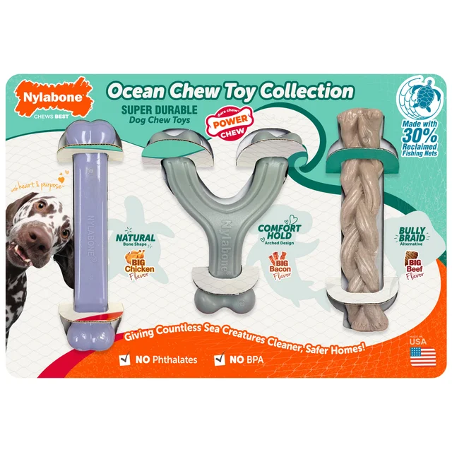 NYLABONE LOVE THE OCEANS POWER CHEWS 3 PACK