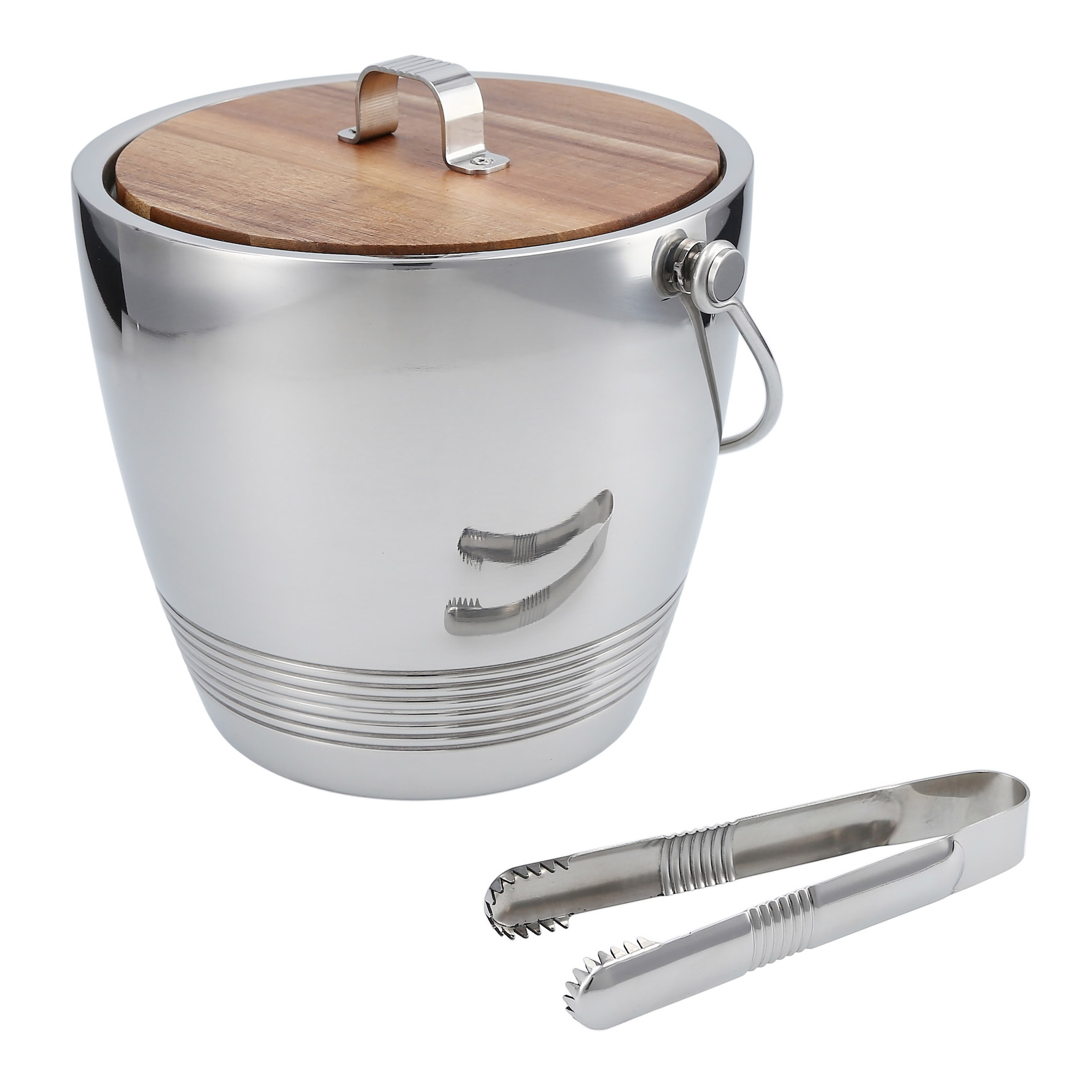 Crafthouse Round Ice Bucket with Tongs Set