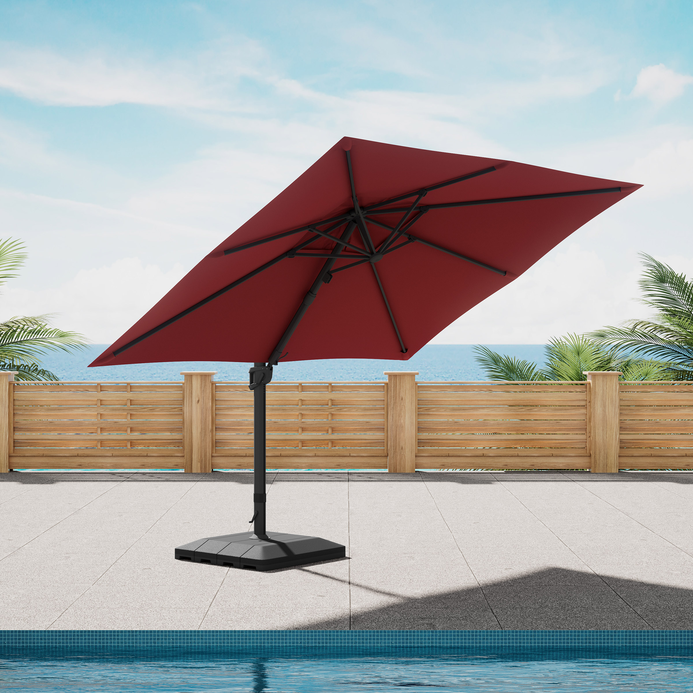 grey patio table umbrella 11.5ft Semi-auto Heavy Duty Aluminum Umbrella, Color:Charcoal Base natural - wood+metal Abba Patio 9ft Oslo and features a polyester