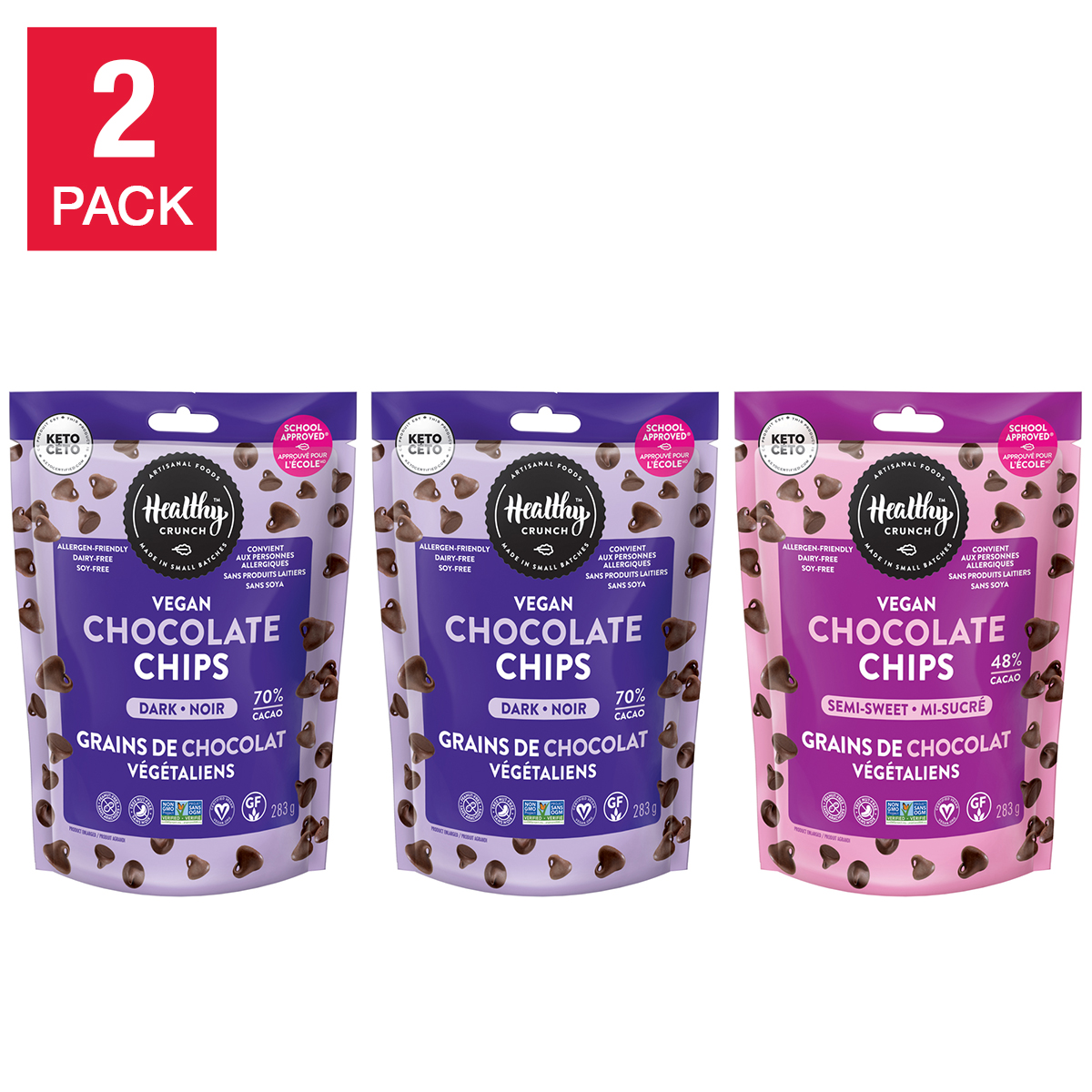 Healthy Crunch Vegan Chocolate Chips, 6 × 283 g