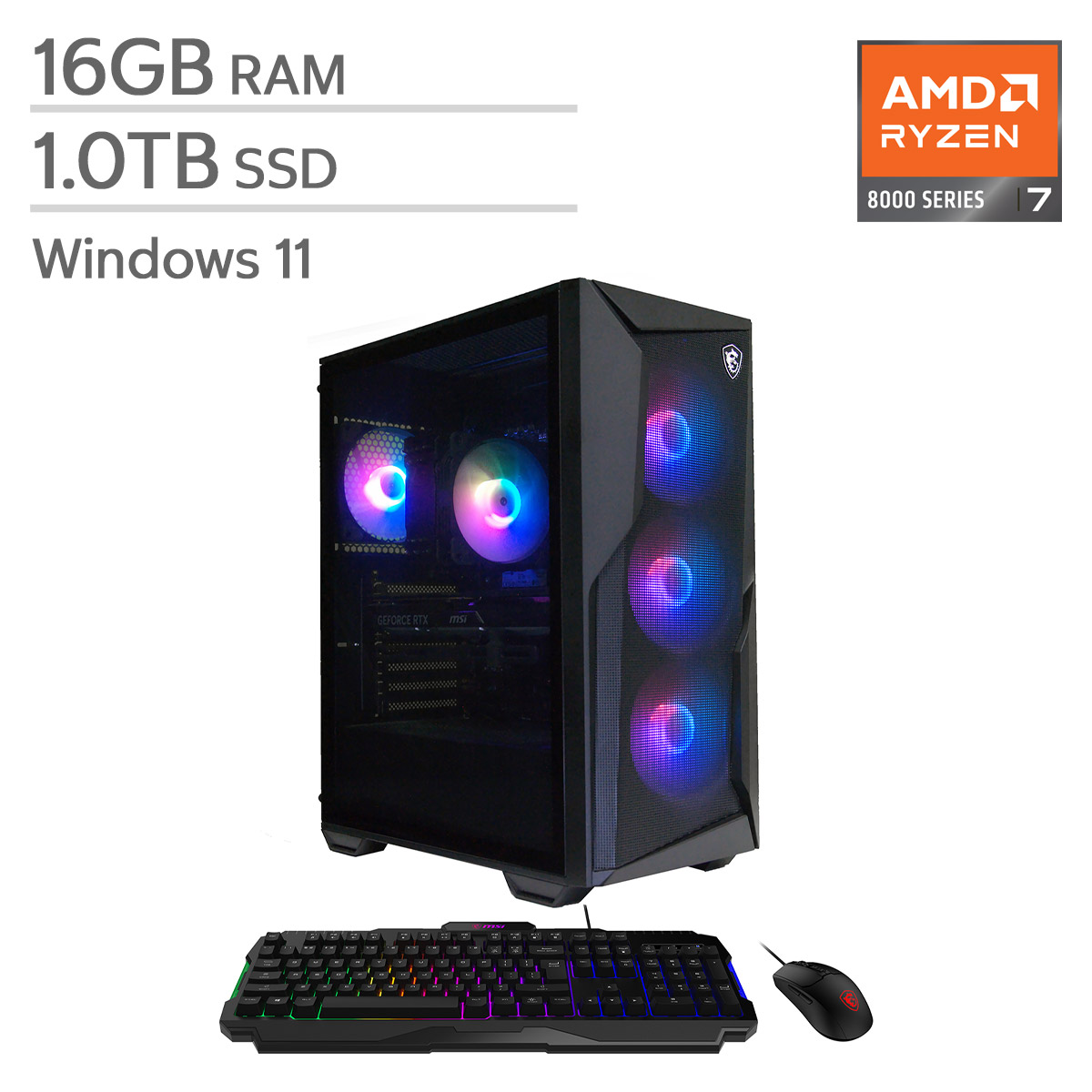MSI Codex Z2 Gaming Desktop, AMD Ryzen 7 8700F - 16GB RAM, 1TB SSD