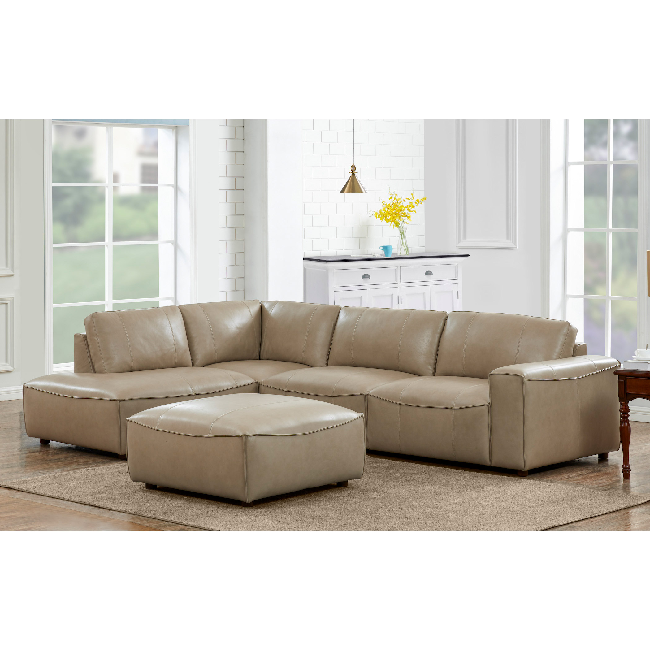 McCallis Leather Chaise Sectional