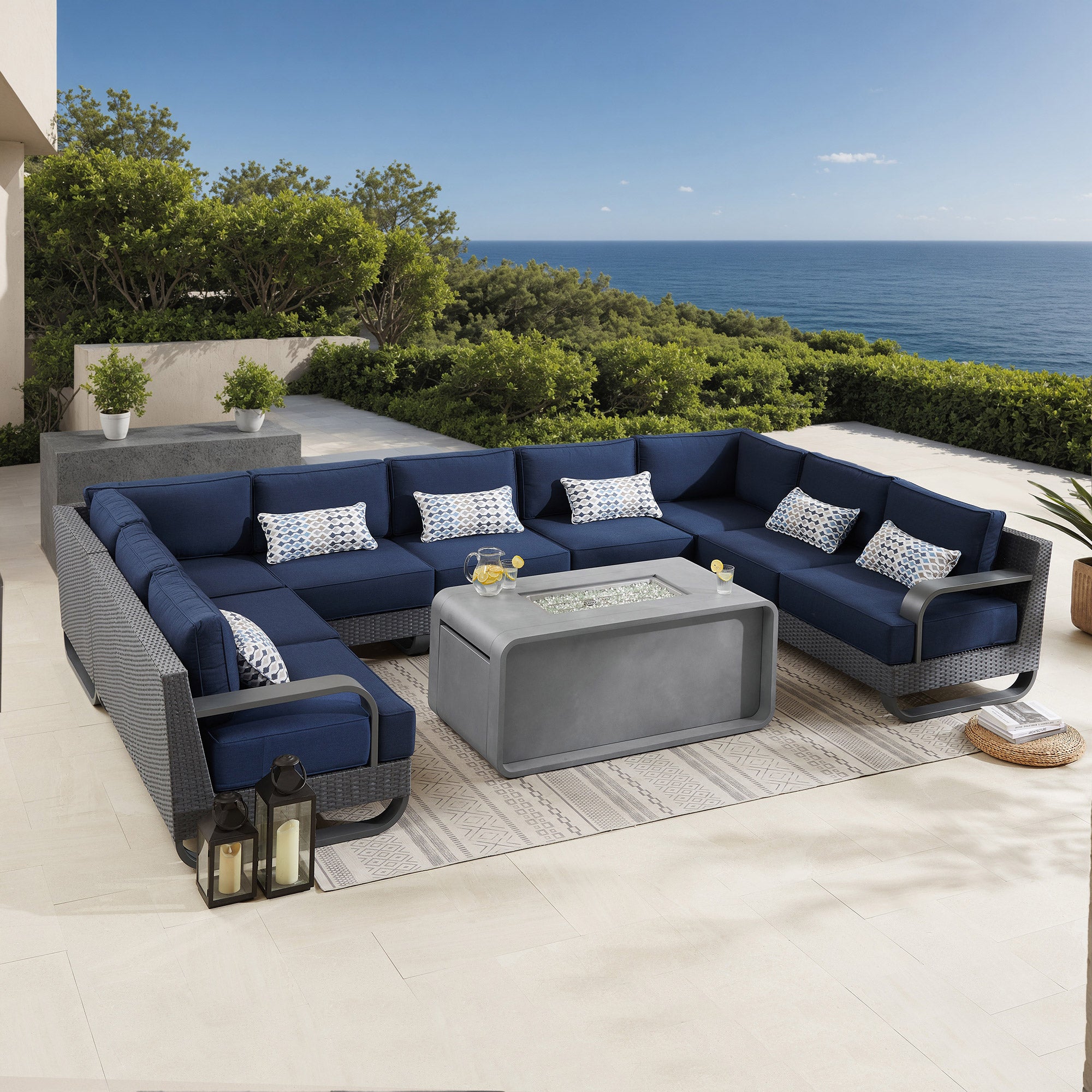 Sirio Pallazzo 6-piece Modular Fire Outdoor Patio Seating Set | Costco