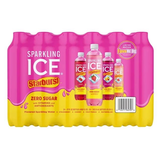 Sparkling Ice Zero Sugar Starburst FaveREDs Sparkling Water Variety Pack, 17 fl oz, 24-count