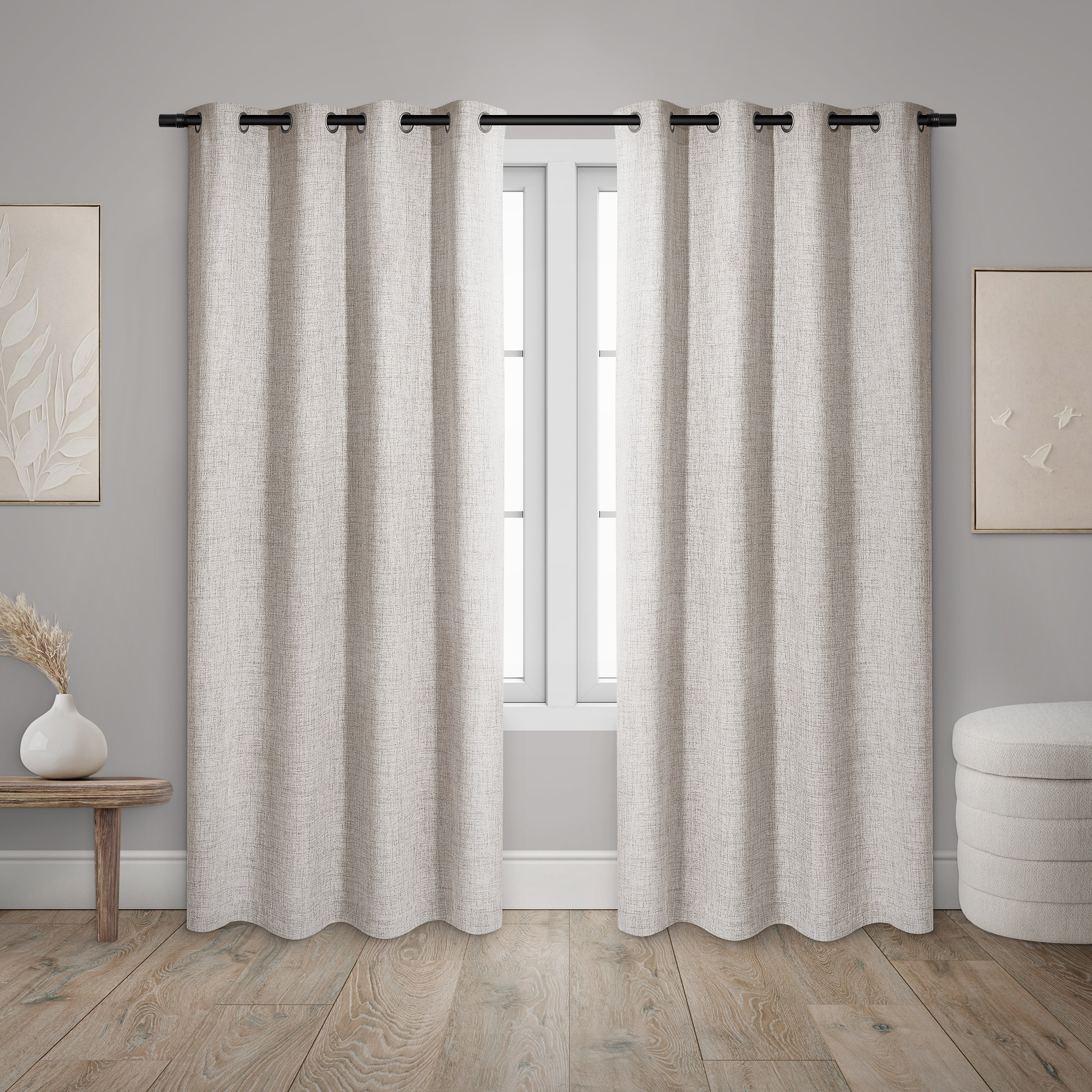 Safdie & Co. Heathered Light Filtering Curtain Panel, 2-panel