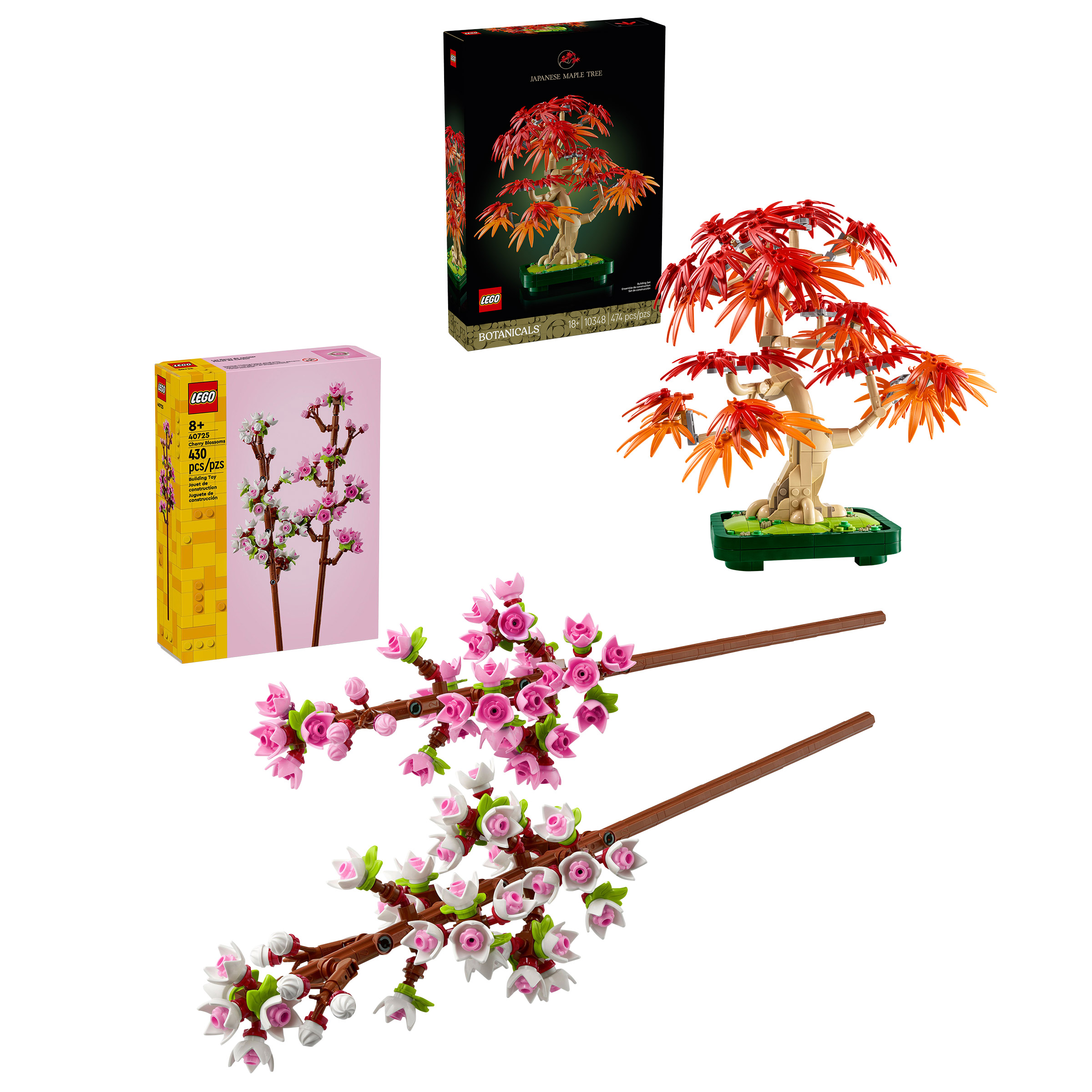苺(3) LEGO Japanese Red Maple Bonsai Tree and Cherry Blossoms