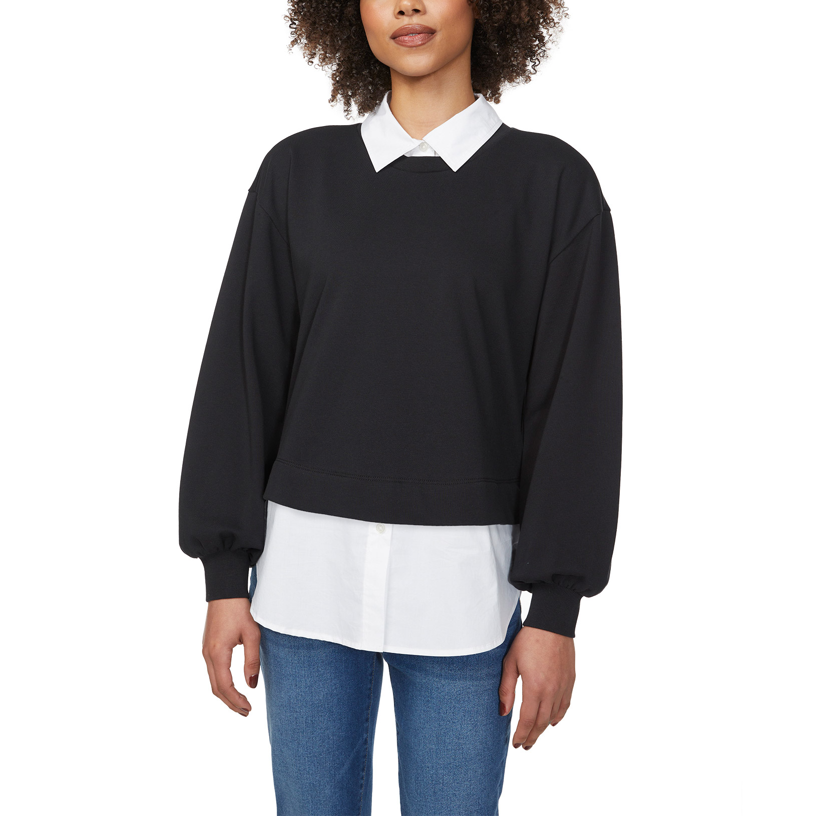 Loft Women's Layered Mixed Media Sweatshirt