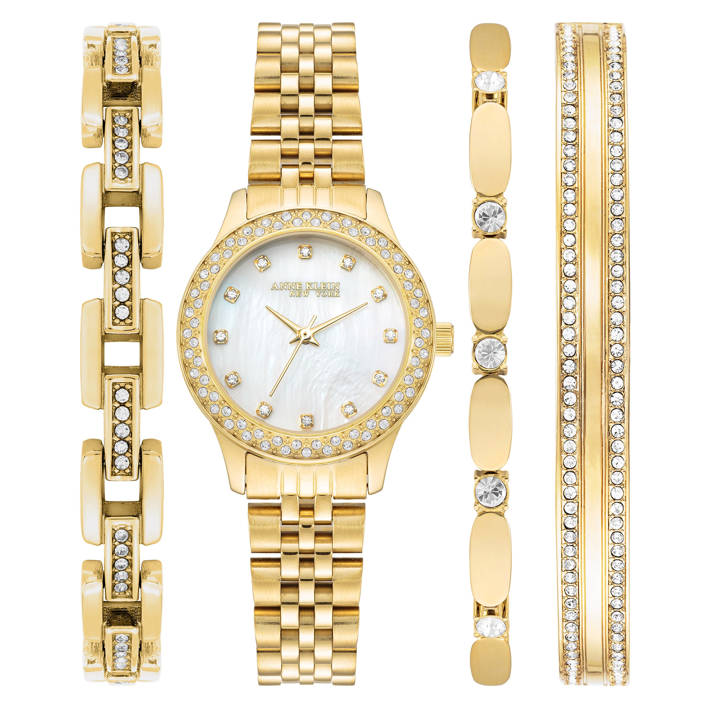Anne Klein Brown and Gold Crystal Accent Women\'s Bracelet Watch New New- Anne Klein New York 12-7786GPST Crystal Accented  main image 3