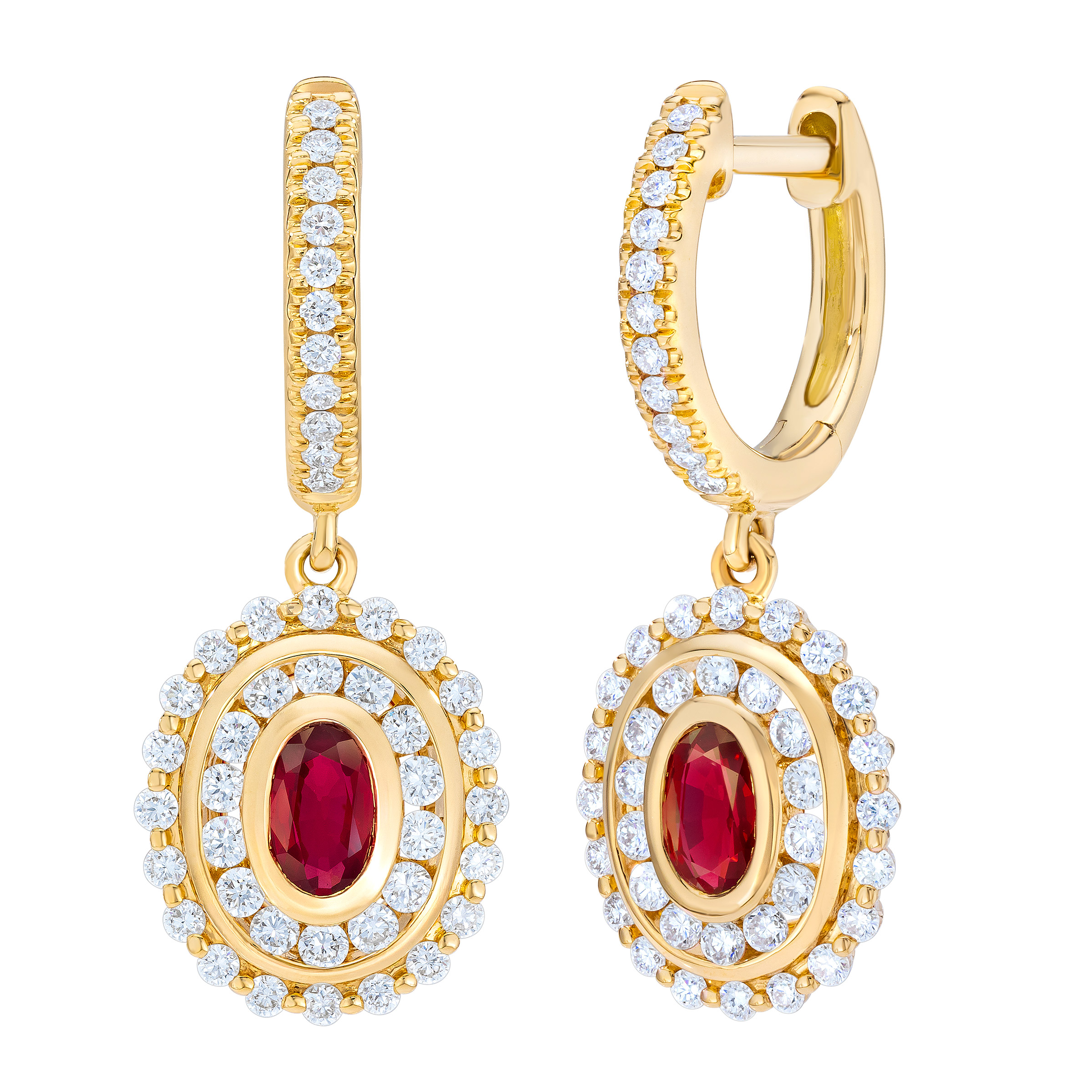 Oval Cut Ruby and Diamond Earrings (0.62 ctw)