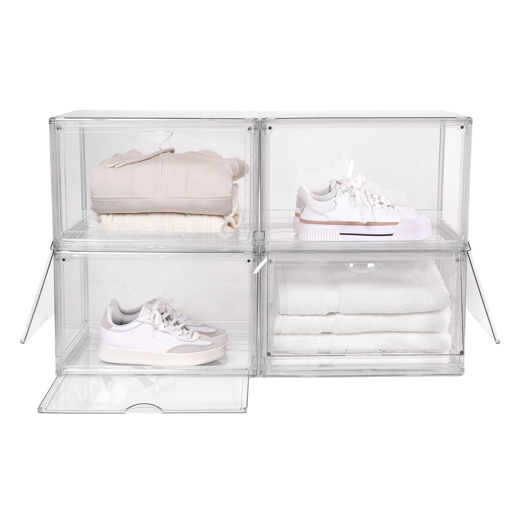 COSTCO コストコ クリアシューズボックス 4PACK ×2 Clear Stackable Shoebox & Organizer, 4-pack | Costco