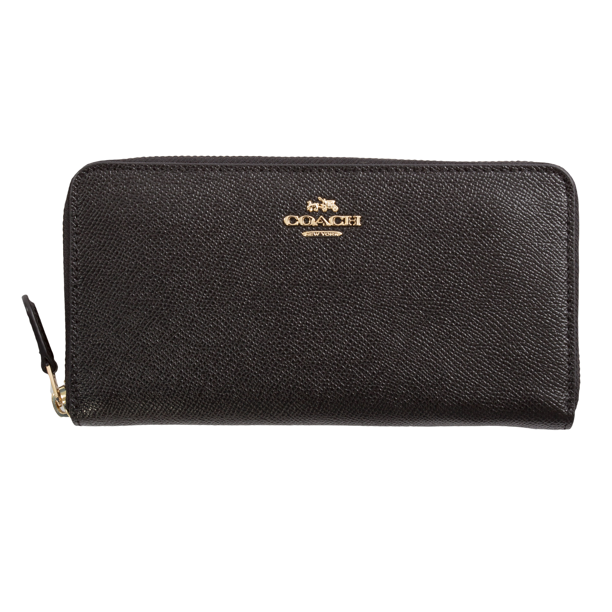 Coach Crossgrain Leather Accordion Zip Wallet, Black | Costco