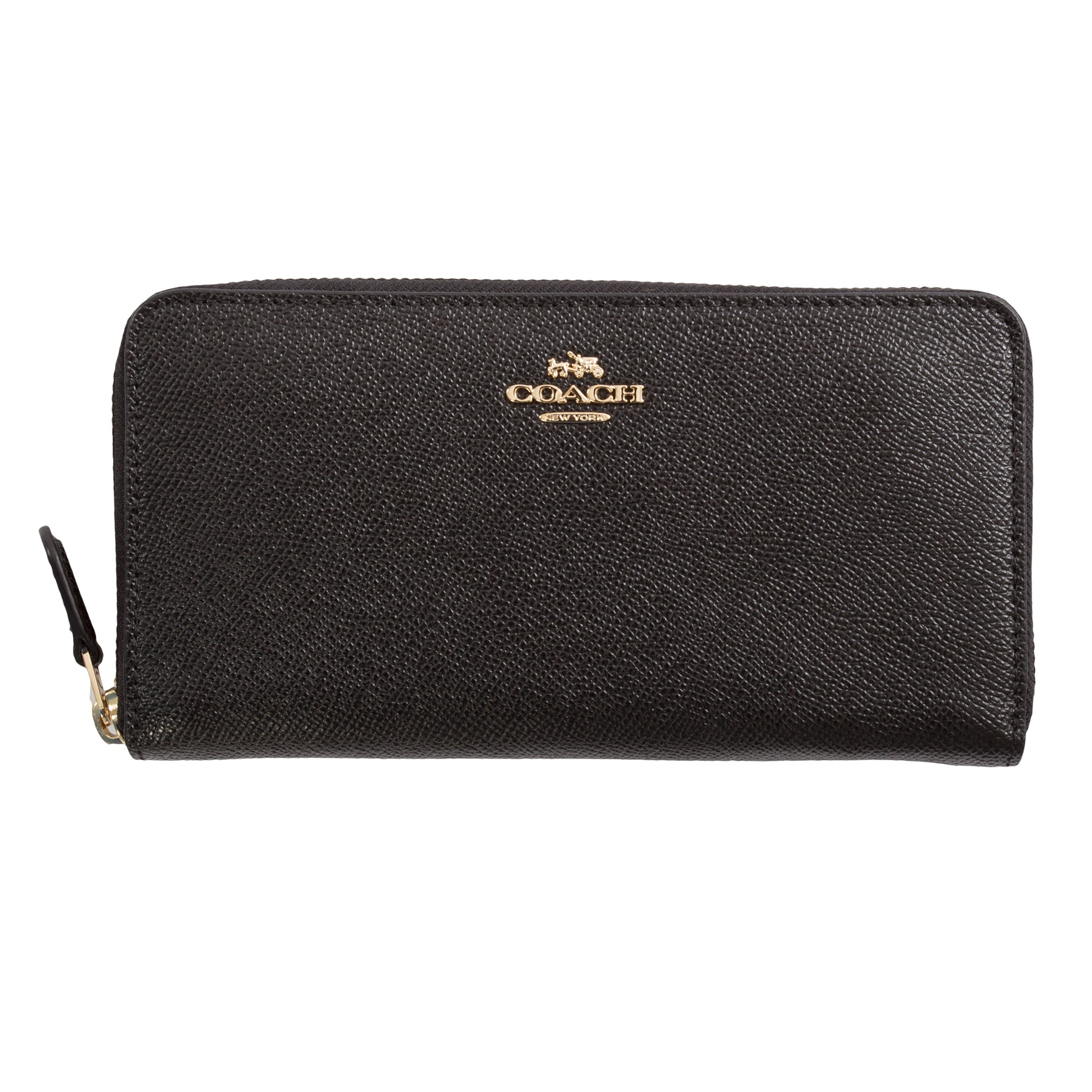 Coach Crossgrain Leather Accordion Zip Wallet, Black | Costco