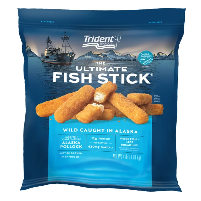 Trident Seafoods Panko Breaded Wild Caught Alaska Pollock Fish Sticks, 4 lbs