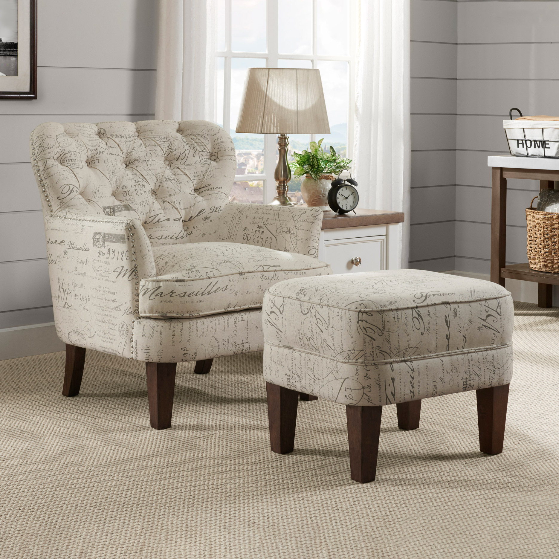 Ottoman Costco Armless Chair Sereen Fabric Armless Chair, Taupe