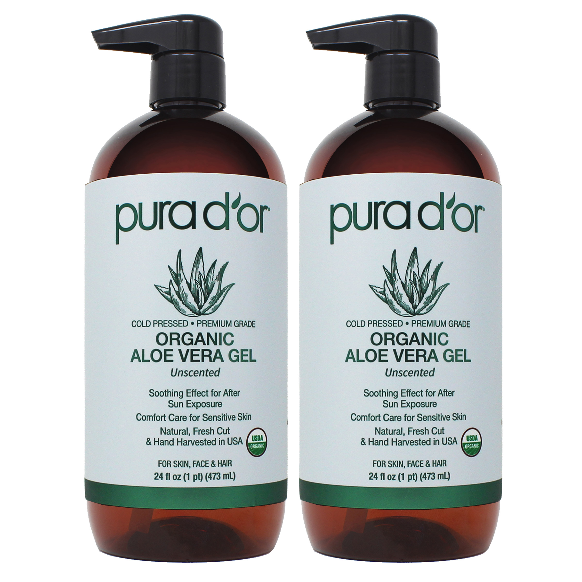pura d'or Organic Aloe Vera Gel, 24 fl oz, 2-pack | Costco