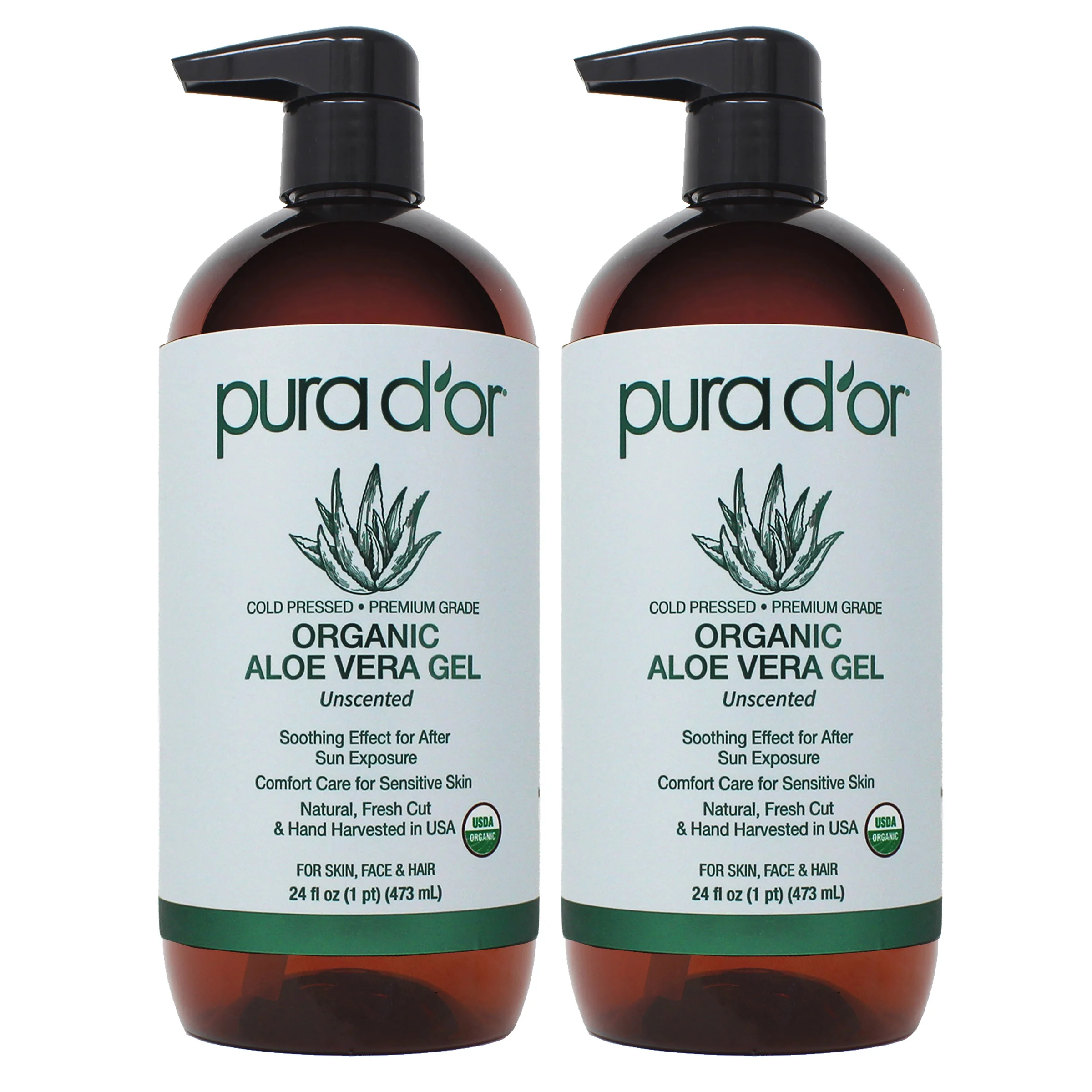 pura d'or Organic Aloe Vera Gel, 24 fl oz, 2-pack | Costco