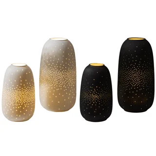 EVERGREEN LED PORCELAIN LANTERNS SET OF 2