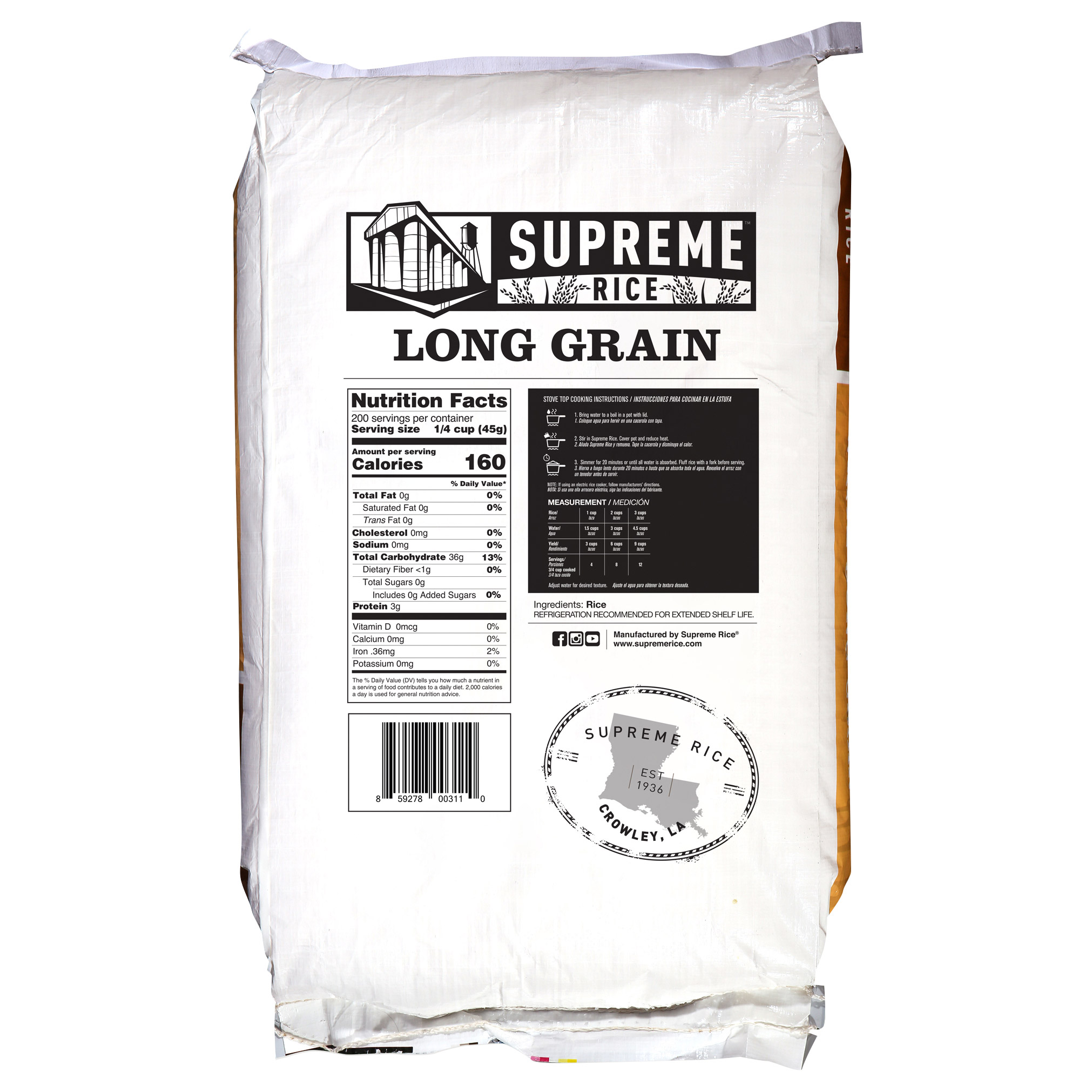 Supreme Rice Long Grain Rice, 25 lbs | Costco