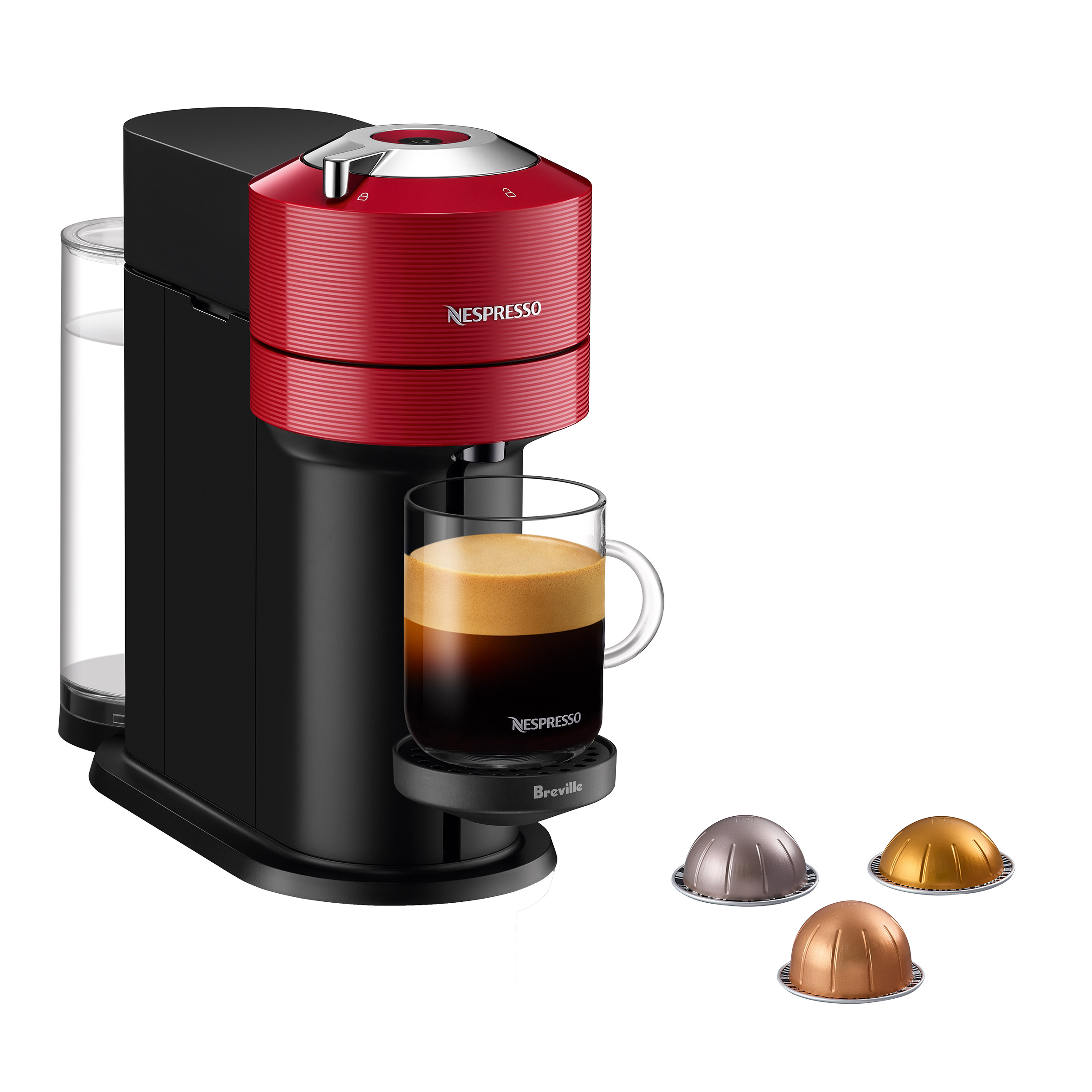 Nespresso Vertuo Next Coffee and Espresso Machine by Breville with $25 Nespresso Coffee Credit, Red
