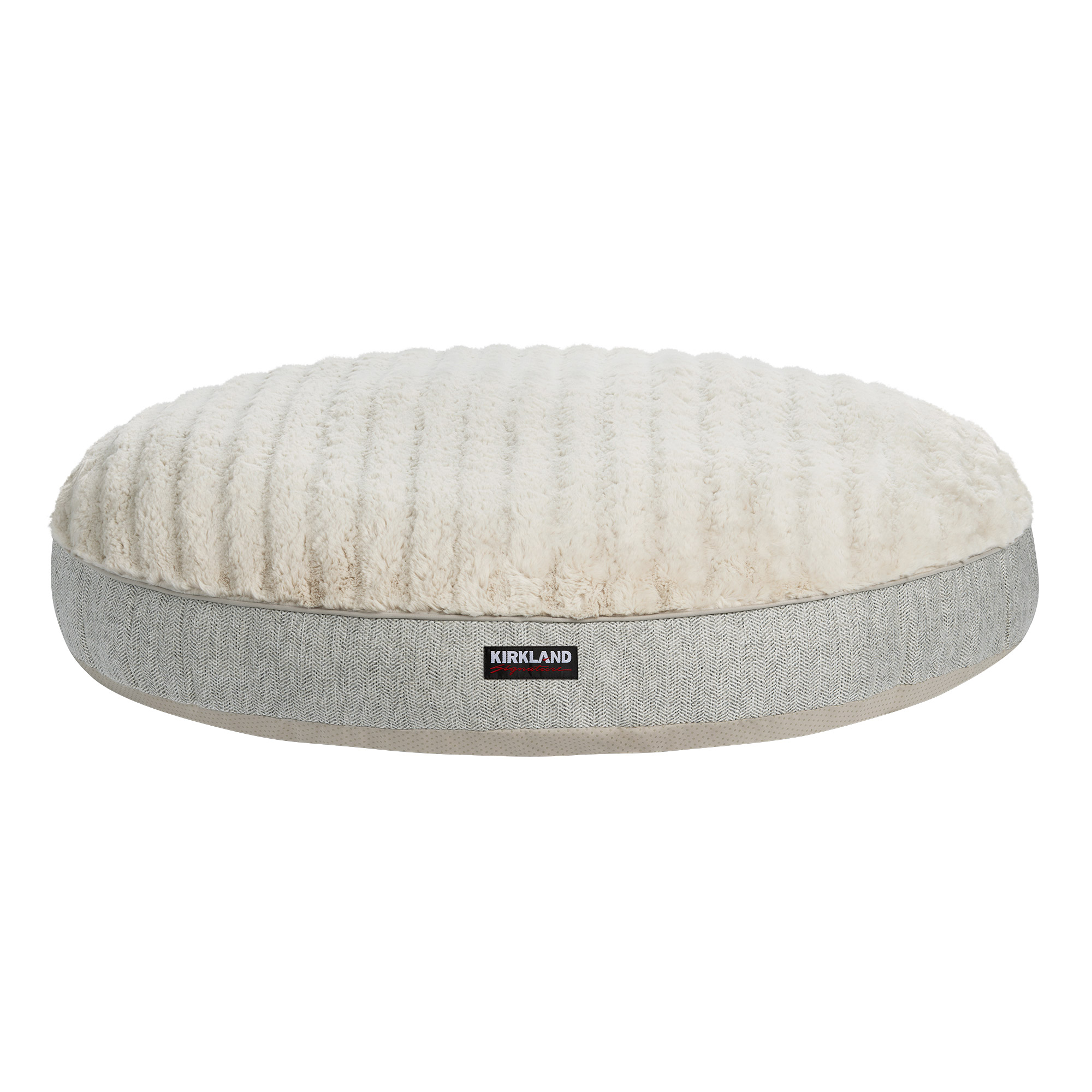 Kirkland Signature 42” Round Pet Bed,Tan Herringbone