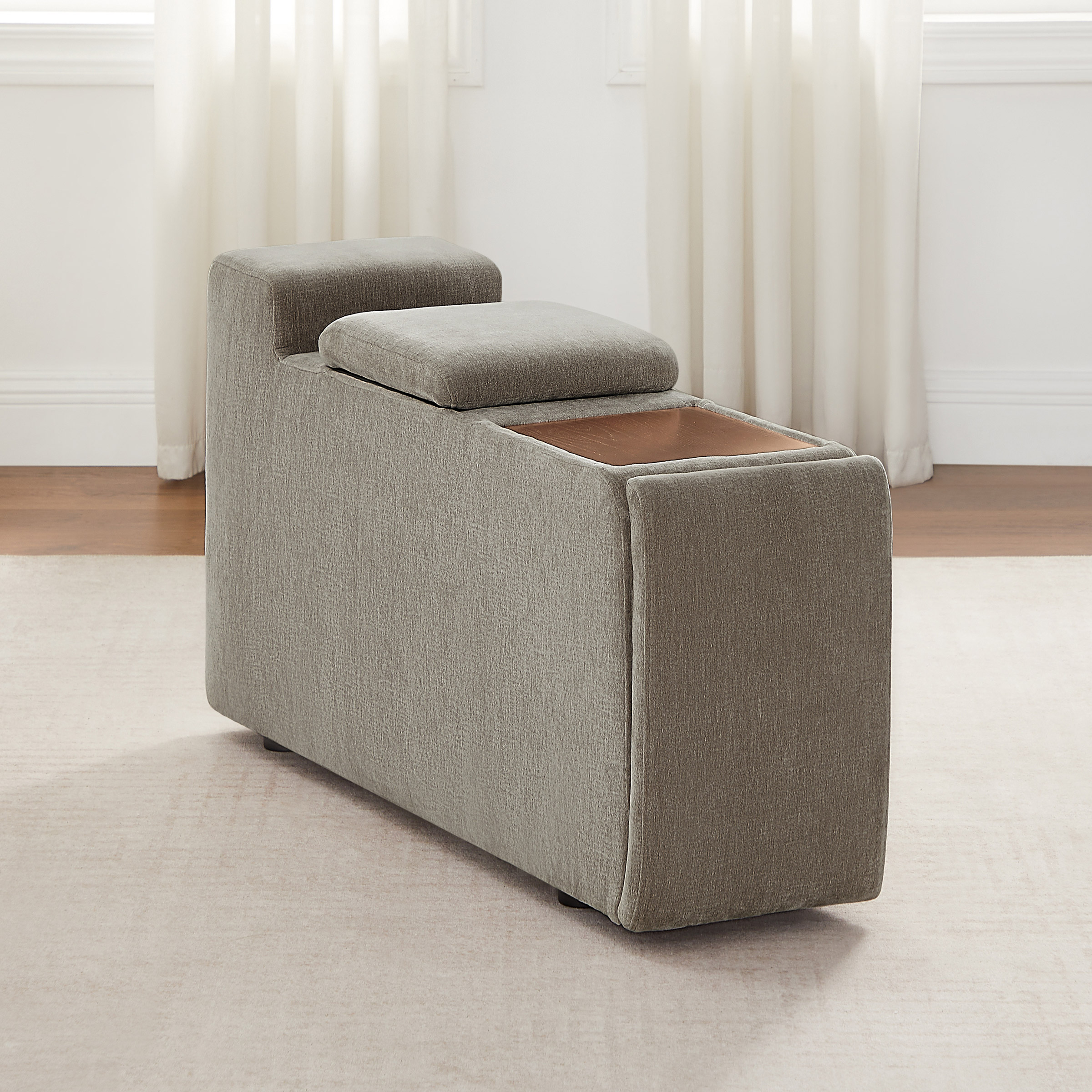 Sereen Storage Console with Wood Tray, Taupe