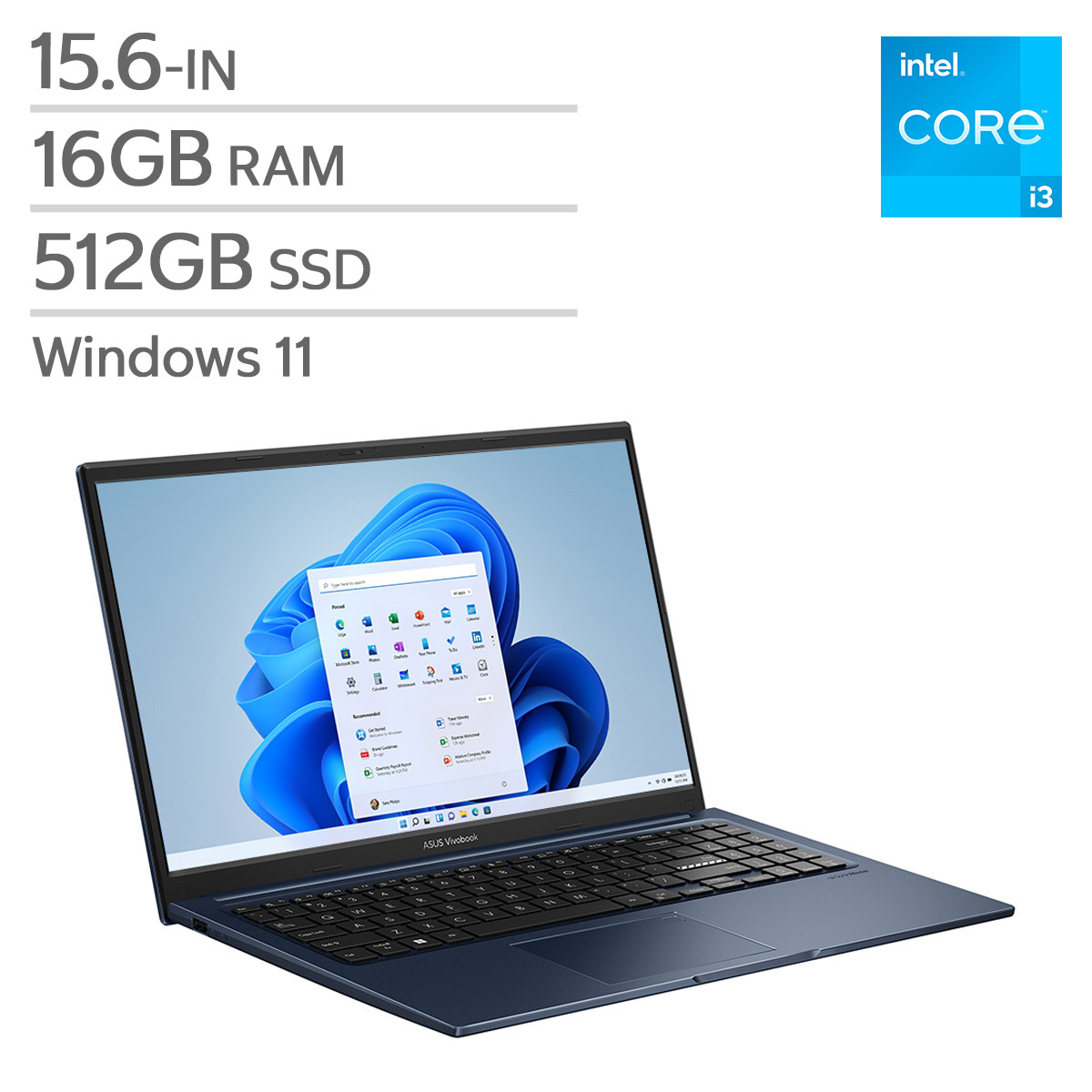 ASUS Vivobook 15 15.6-in Laptop, Intel Core i3-1315U – 16GB RAM