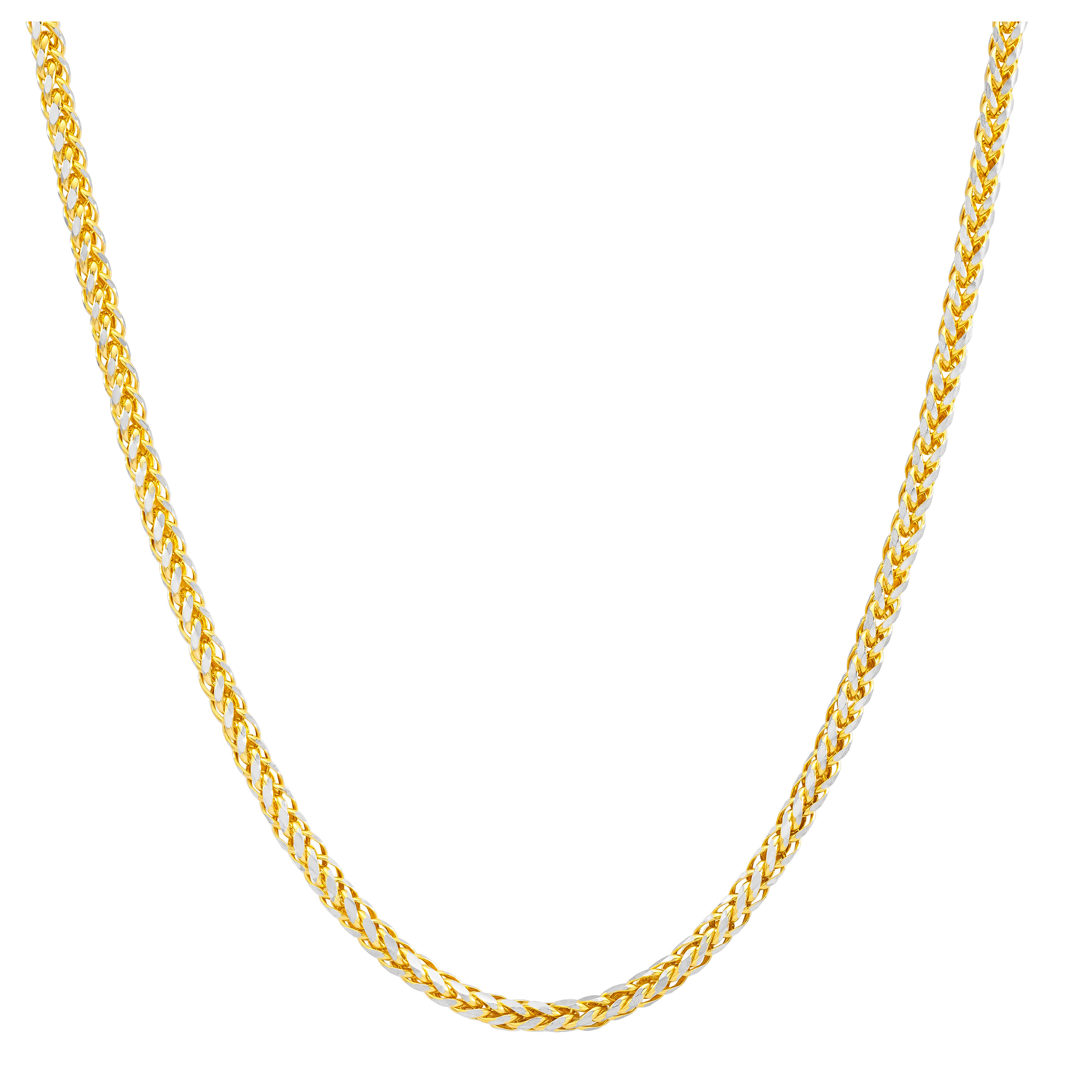 Diamond Cut Eight Sided Palmier Chain in Two-Tone Gold