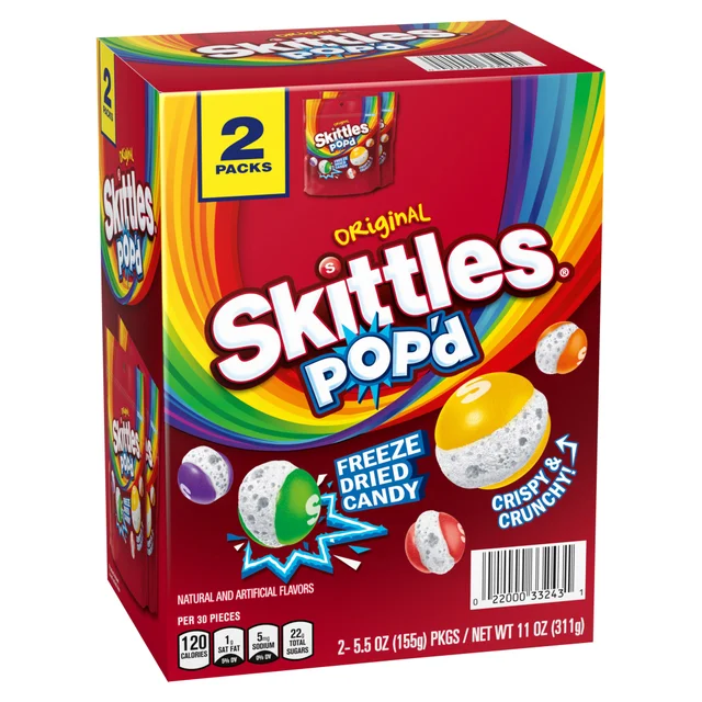 SKITTLES POP'D ORIGINAL 2/5.5OZ (.6875LBS)
