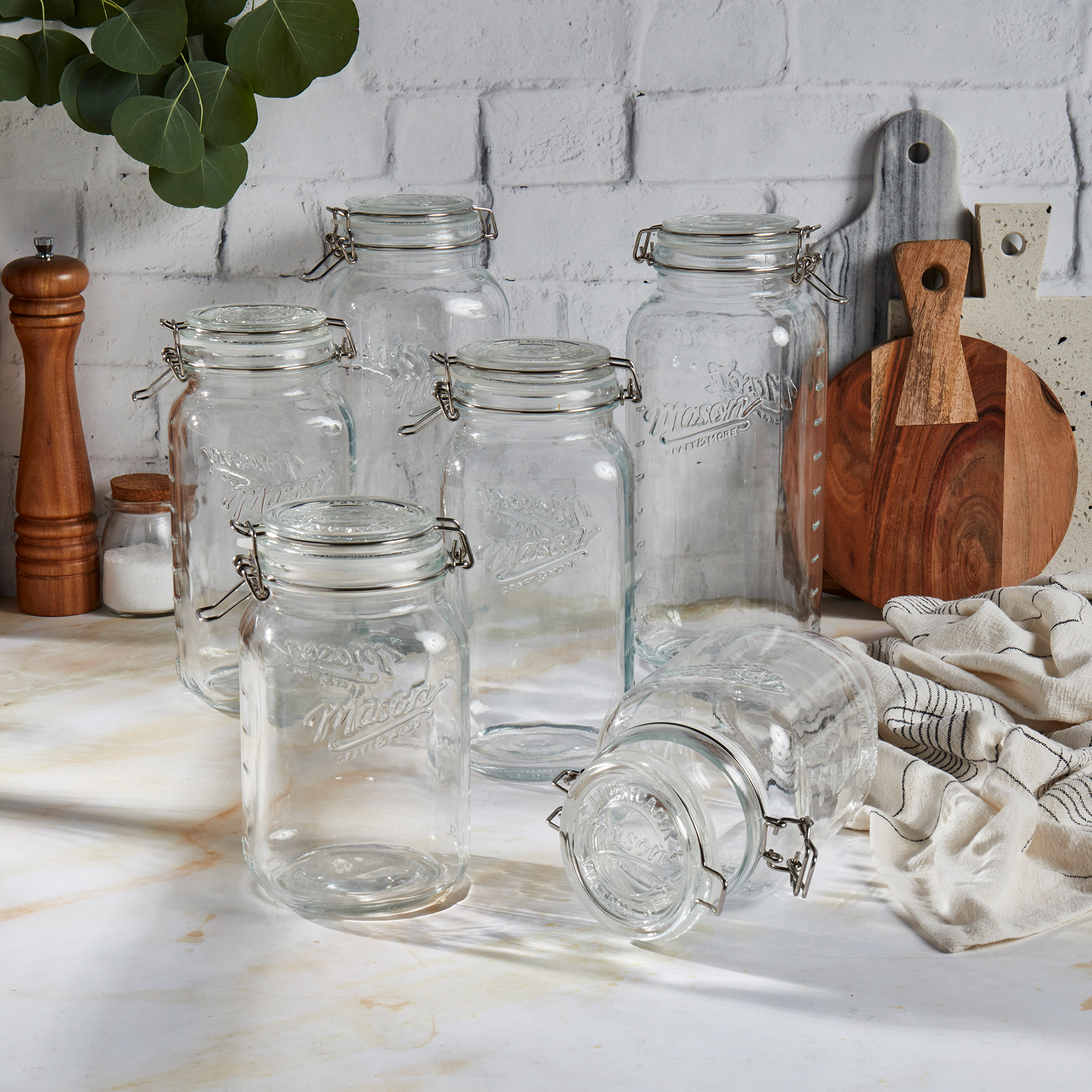 Mason Craft & More Glass Jar Set with Clip Lids, 6-piece | Costco