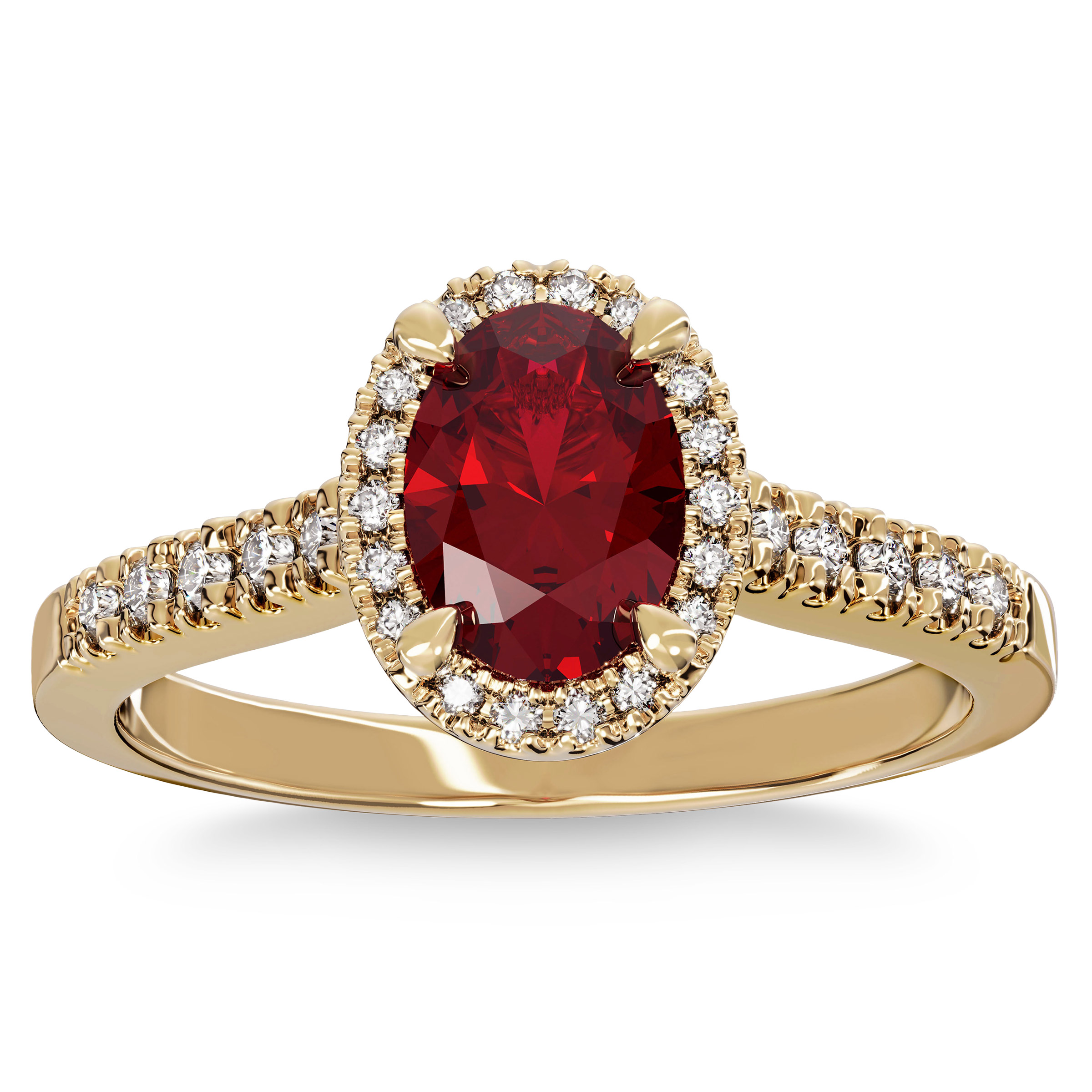 Oval Cut Ruby and Diamond Ring (0.20 ctw)