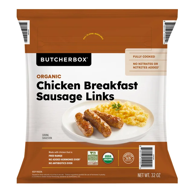 BUTCHERBOX ORGANIC CHICKEN BREAKFAST SAUSAGE LINKS 2 LB