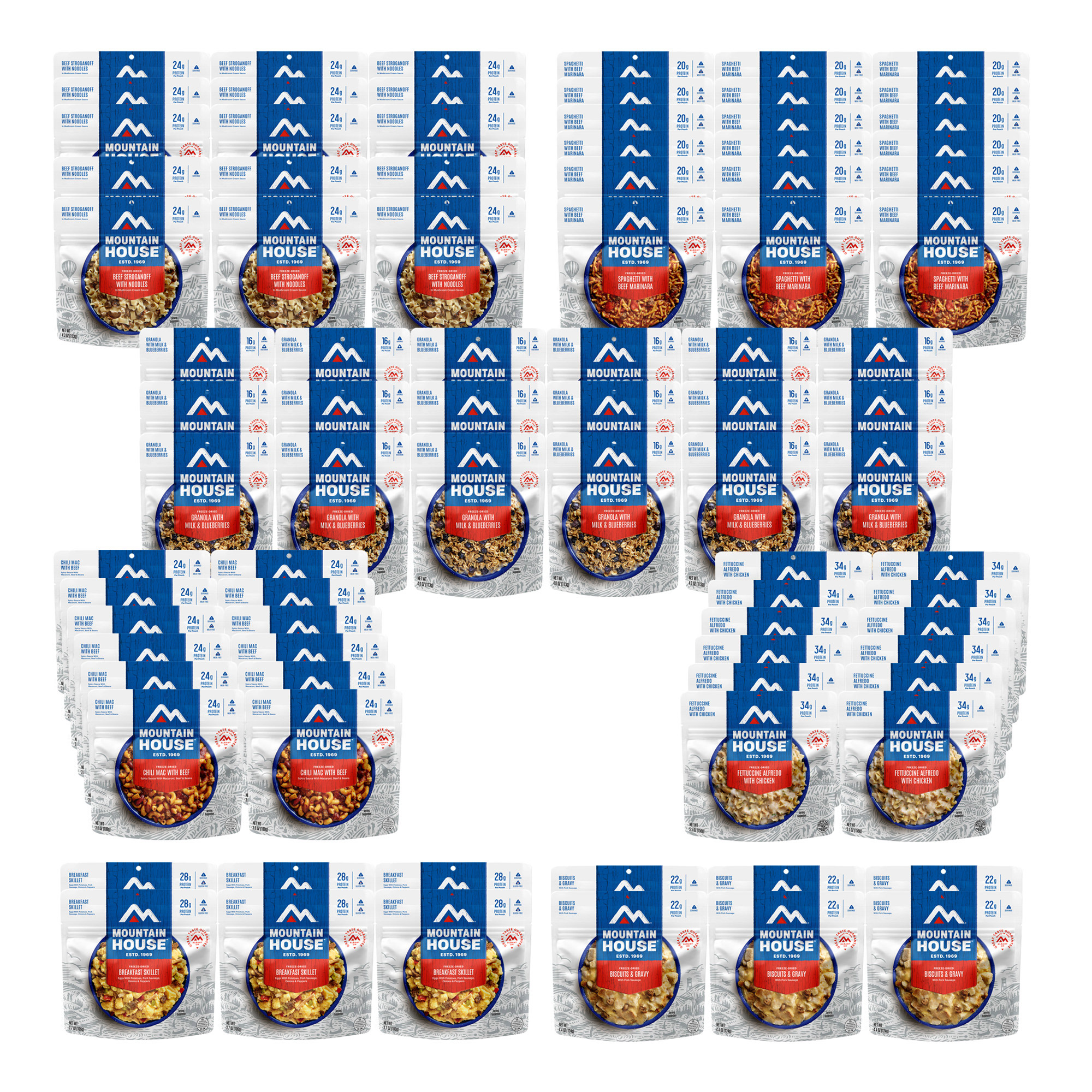 Mountain House 30 Day Outdoor Adventure/Emergency Meal Kit - 90 Pouch Assortment (180 Total Servings)