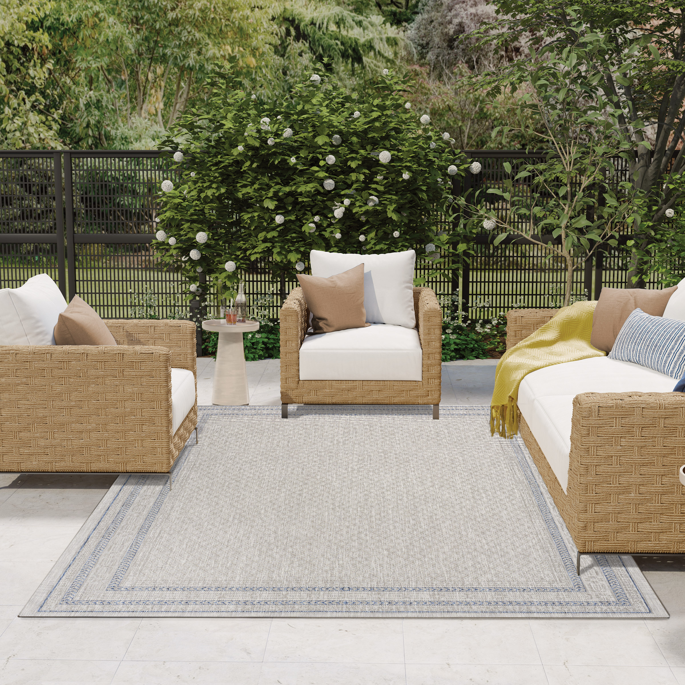 Nourison Garden Spring Indoor/Outdoor Rug Collection  Meadow Gray