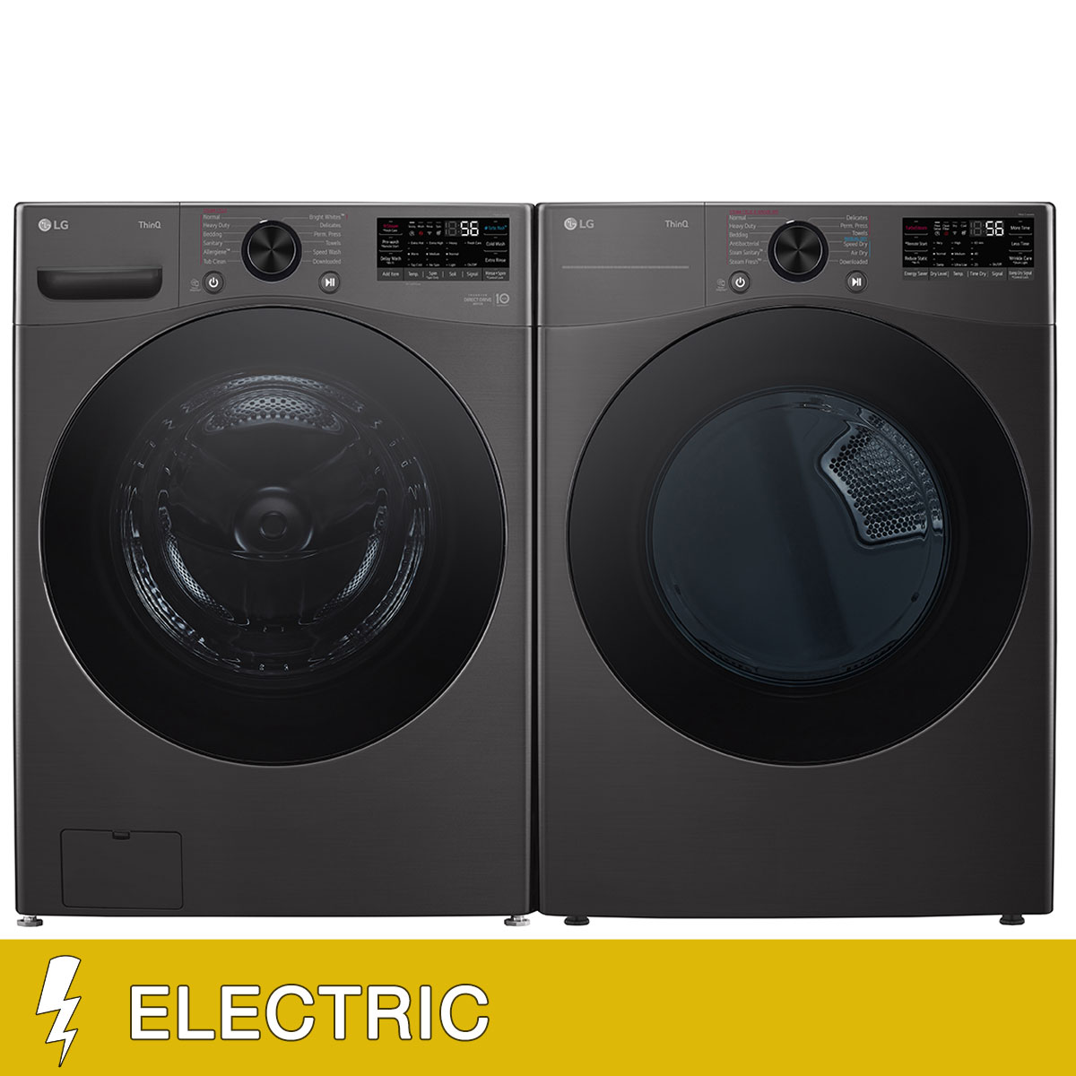 LG 4.5 cu. ft. Front Load Washer with TurboWash 360 and 7.4 cu. ft. ELECTRIC Dryer with TurboSteam and Built-In Intelligence 