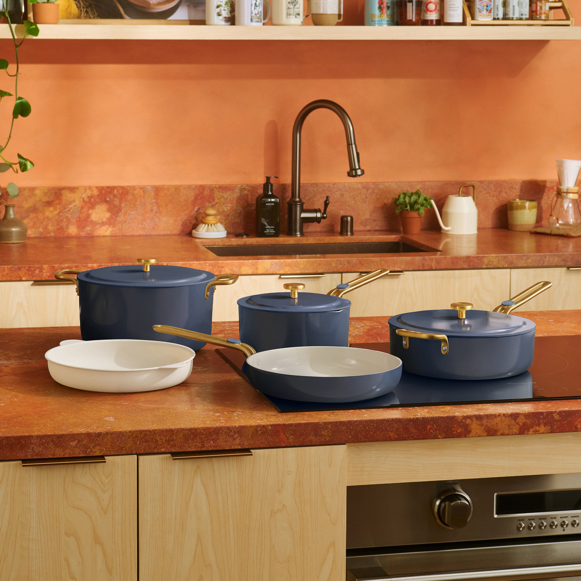 Our Place 8-piece Essentials Ceramic Nonstick Cookware Set: Blue
