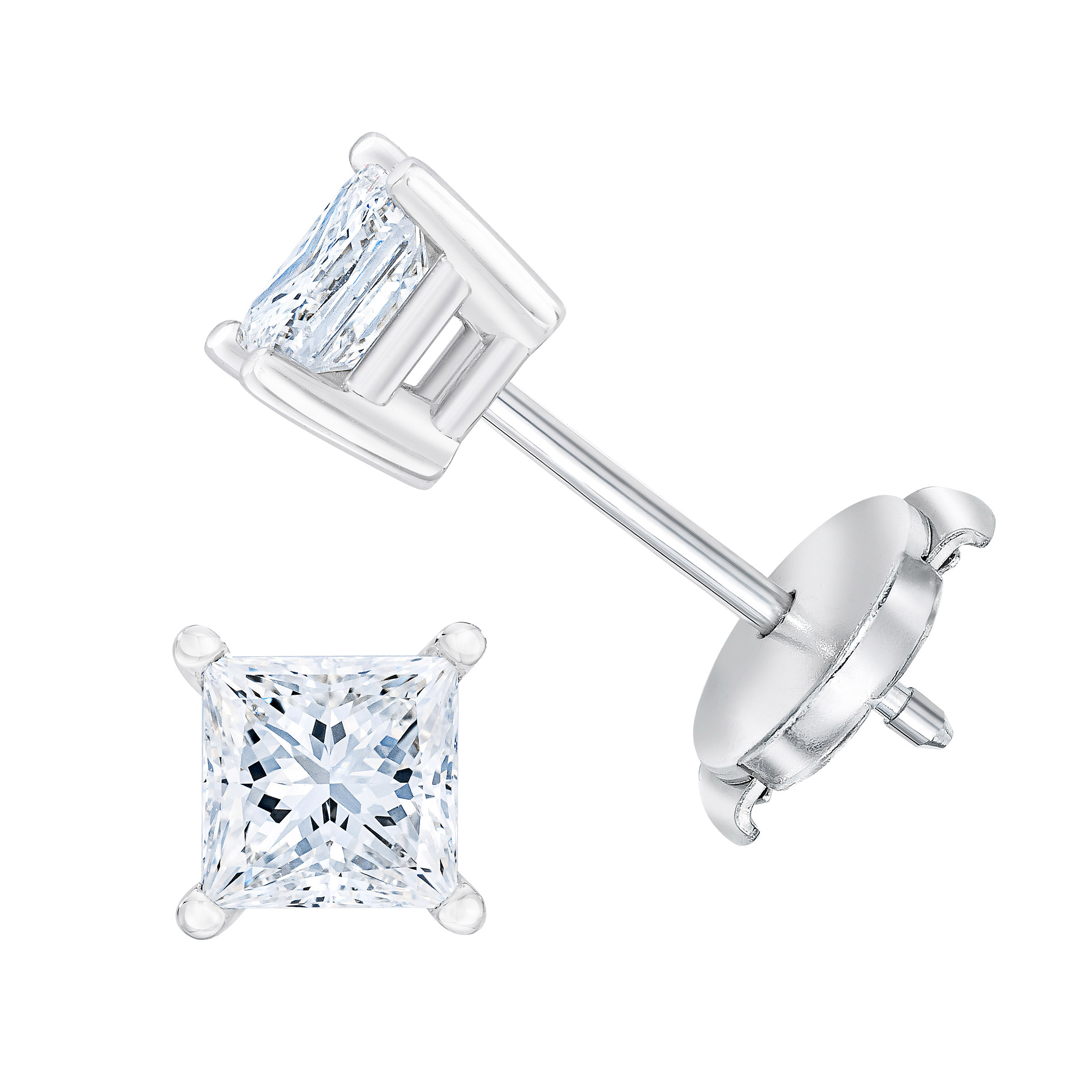 Princess Cut Diamond Stud Earrings (1.00 ctw)