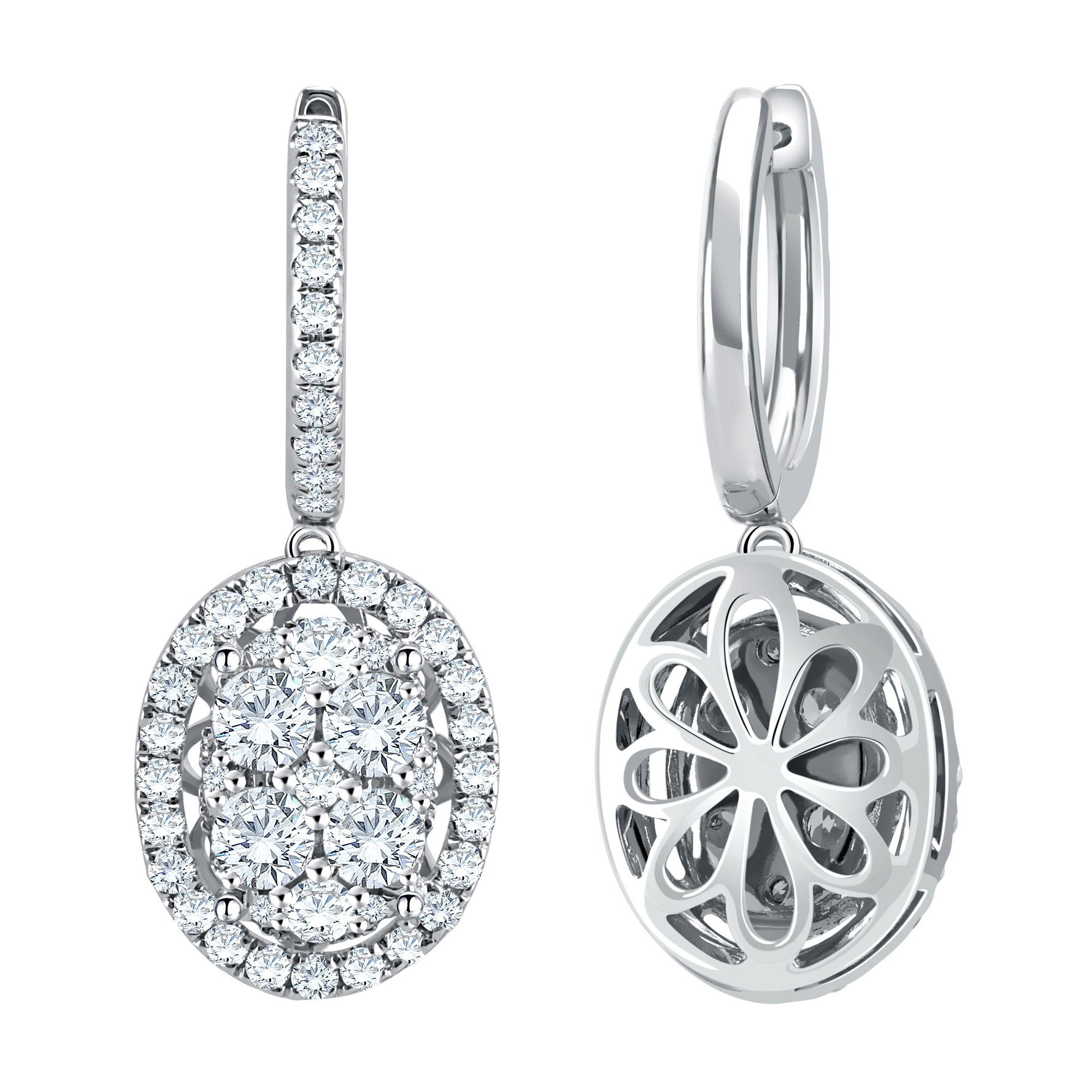 Round Brilliant Diamond Cluster Drop Earrings (2.25 ctw) | Costco